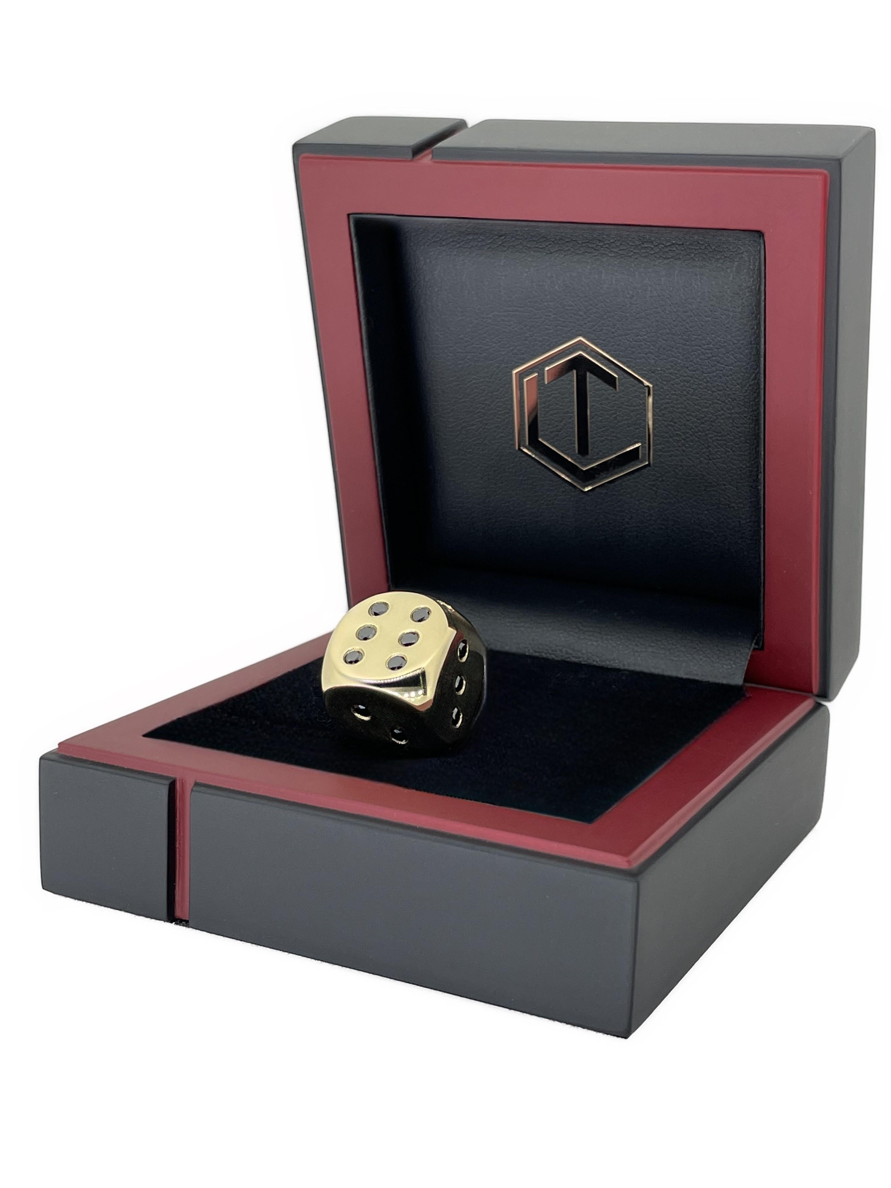 Würfel aus Gold, 18K, massiv, 21 schwarze Diamanten, Zertifikat, Made in Germany For Sale 1