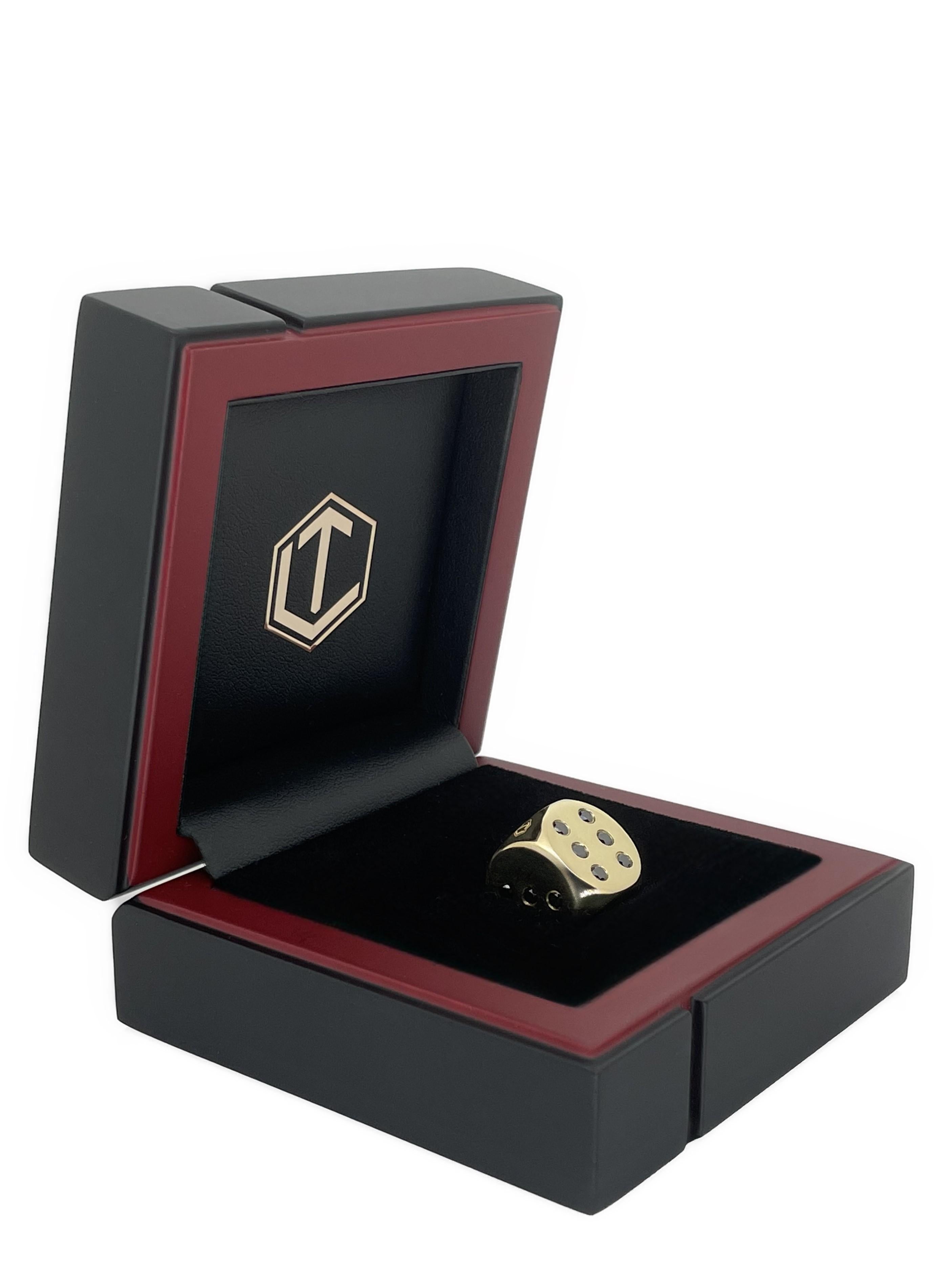 Würfel aus Gold, 18K, massiv, 21 schwarze Diamanten, Zertifikat, Made in Germany For Sale 2