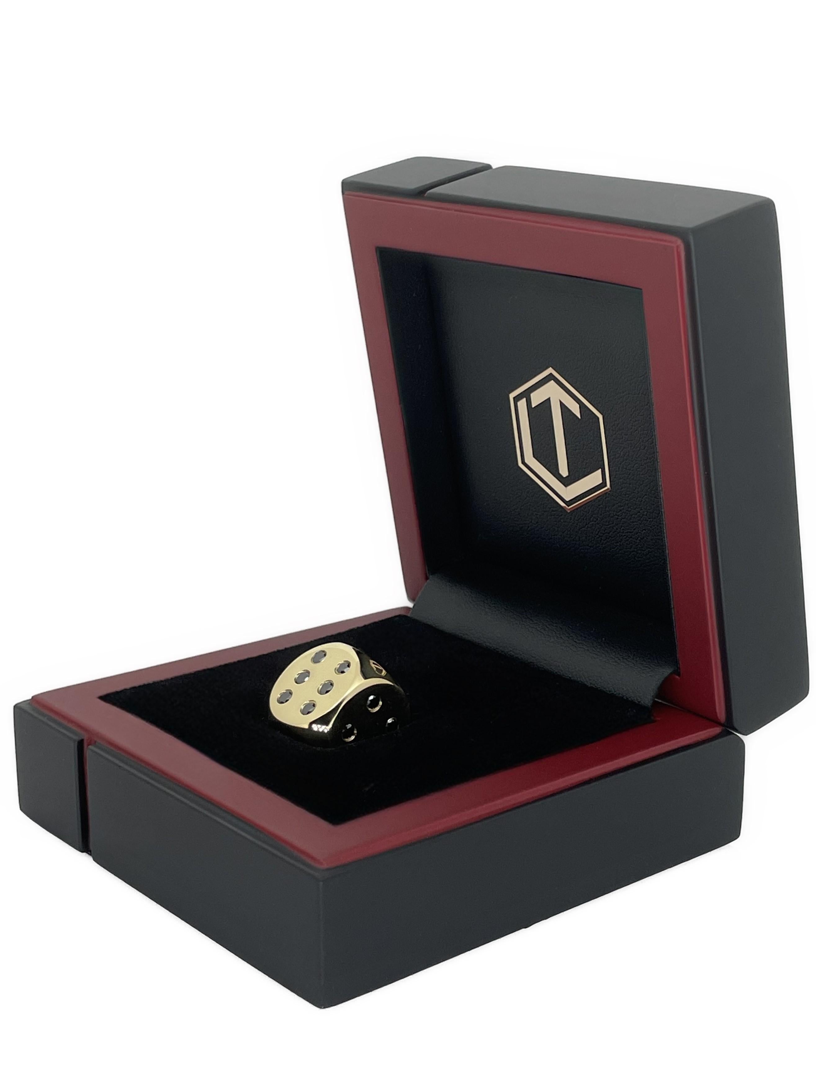 Würfel aus Gold, 18K, massiv, 21 schwarze Diamanten, Zertifikat, Made in Germany For Sale 3