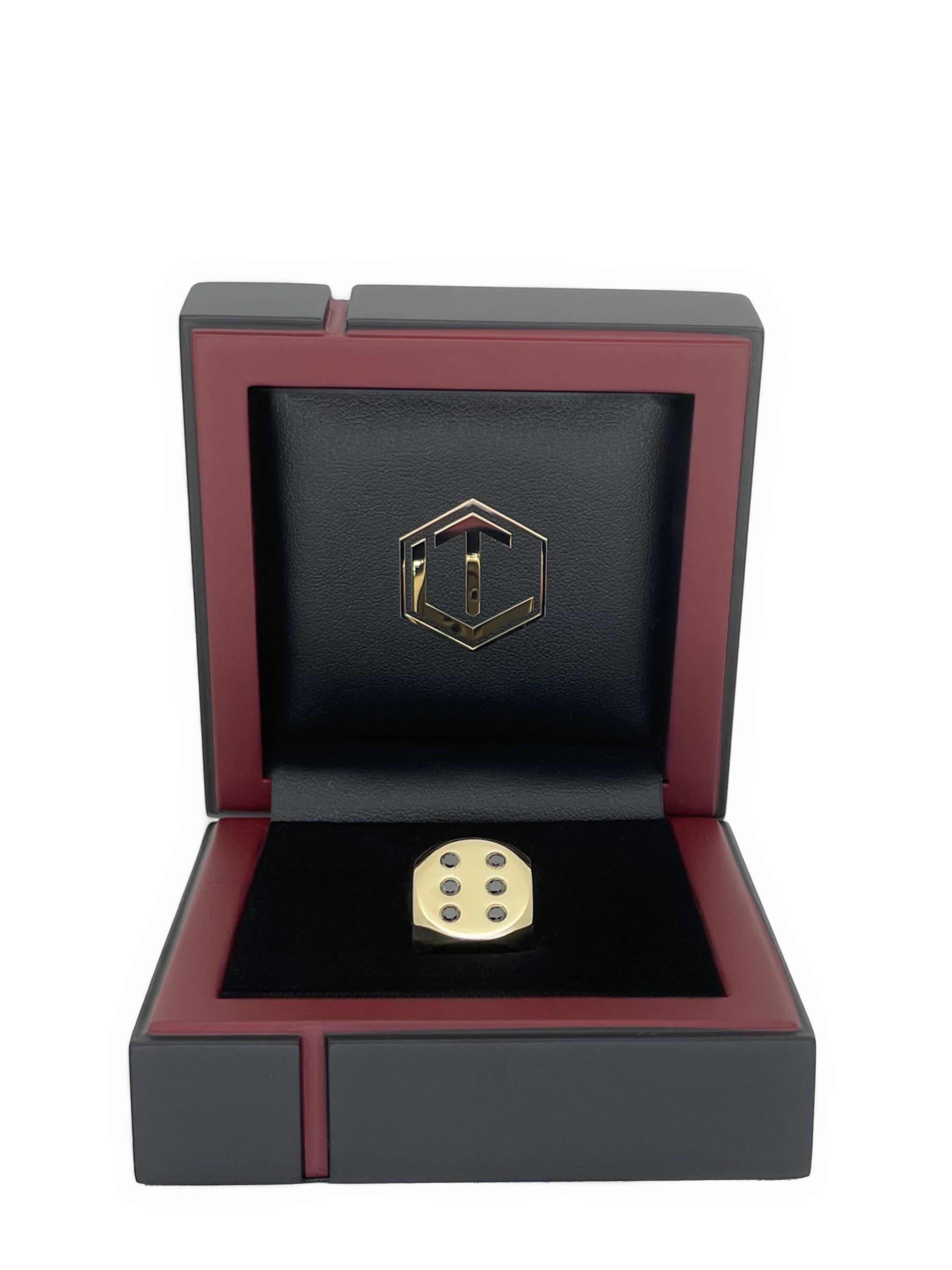 Würfel aus Gold, 18K, massiv, 21 schwarze Diamanten, Zertifikat, Made in Germany im Angebot 2