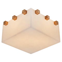 'Dice' Alabaster and Brass Wall or Ceiling Lamp by Denis De La Mesiere