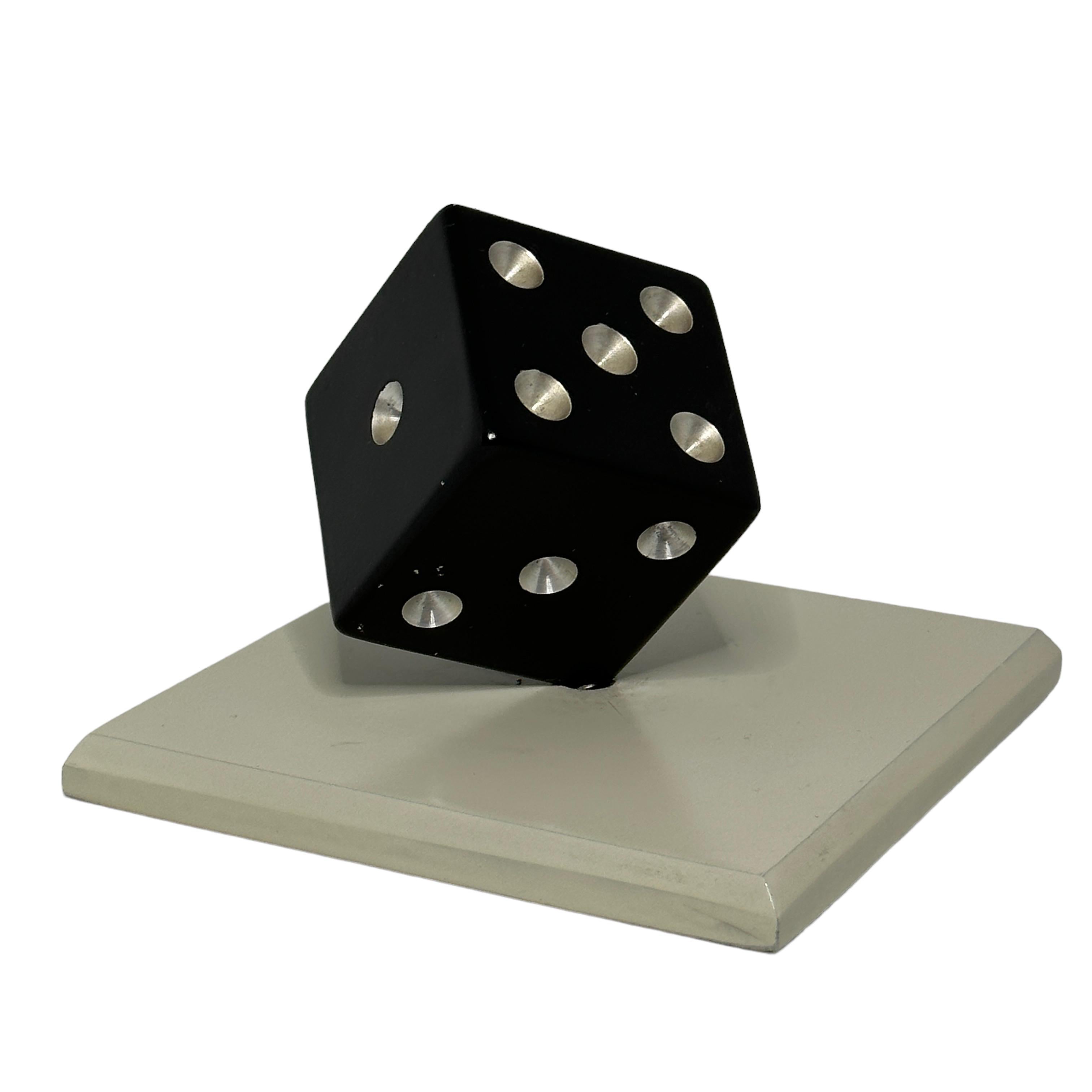 Hand-Crafted Dice Aluminum Metal Sculpture or Paper Weight Mid-Century Modern, German, 1970s For Sale