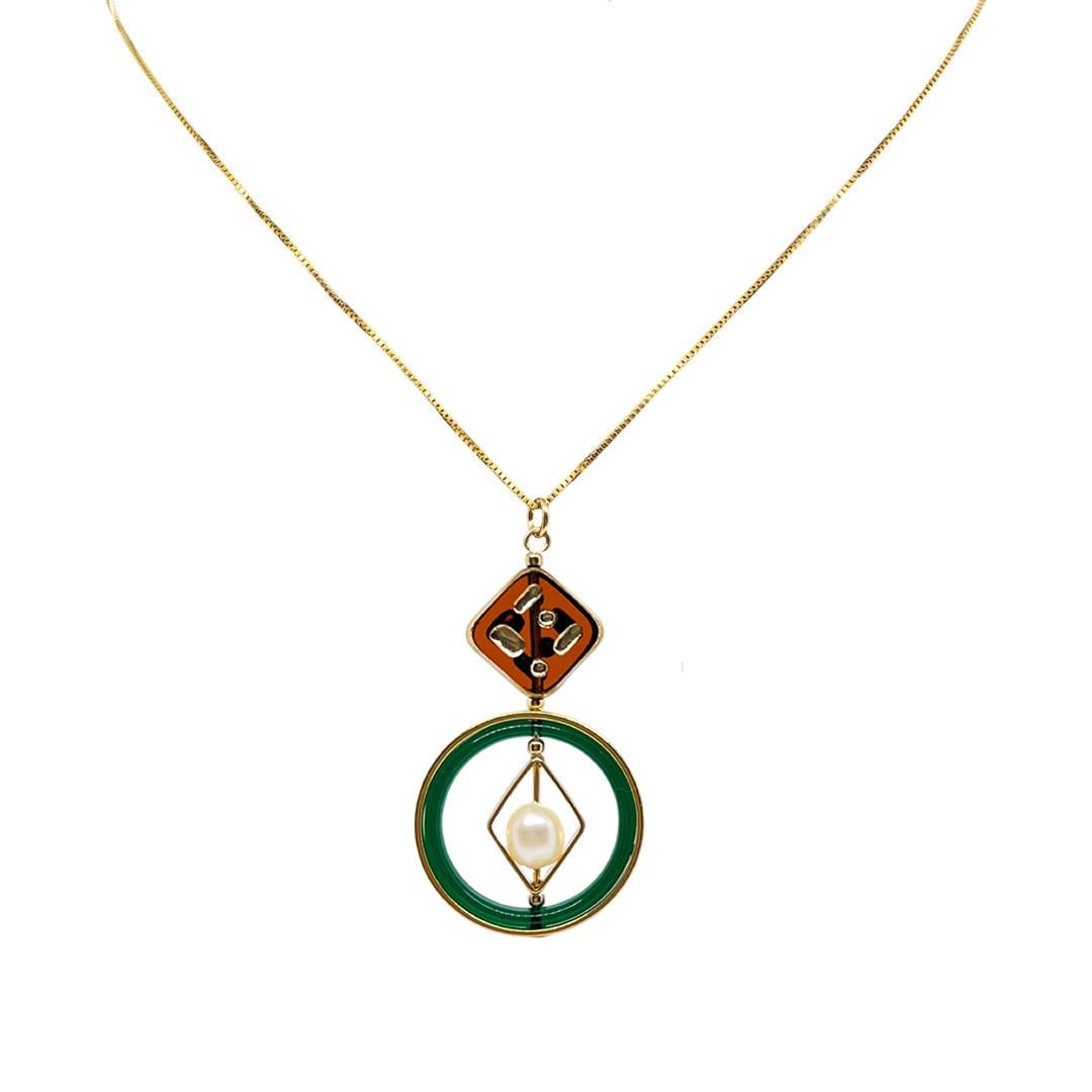 Artist Dice and Pearl Chain Necklace For Sale