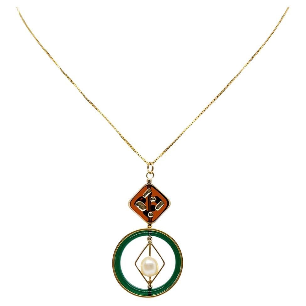 Dice and Pearl Chain Necklace