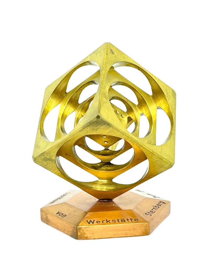 Dice Brass Copper Metal Statue Paper Weight MidCentury Modern, German