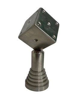Dice Chrome Metal Statue Paper Weight Mid-Century Modern, German, 1980s