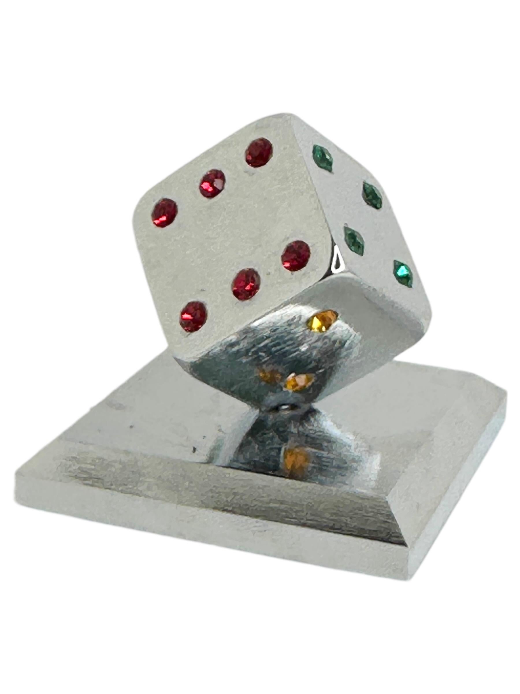Dice Chrome Metal Statue Paper Weight Mid-Century Modern, German, 1980s For Sale 1