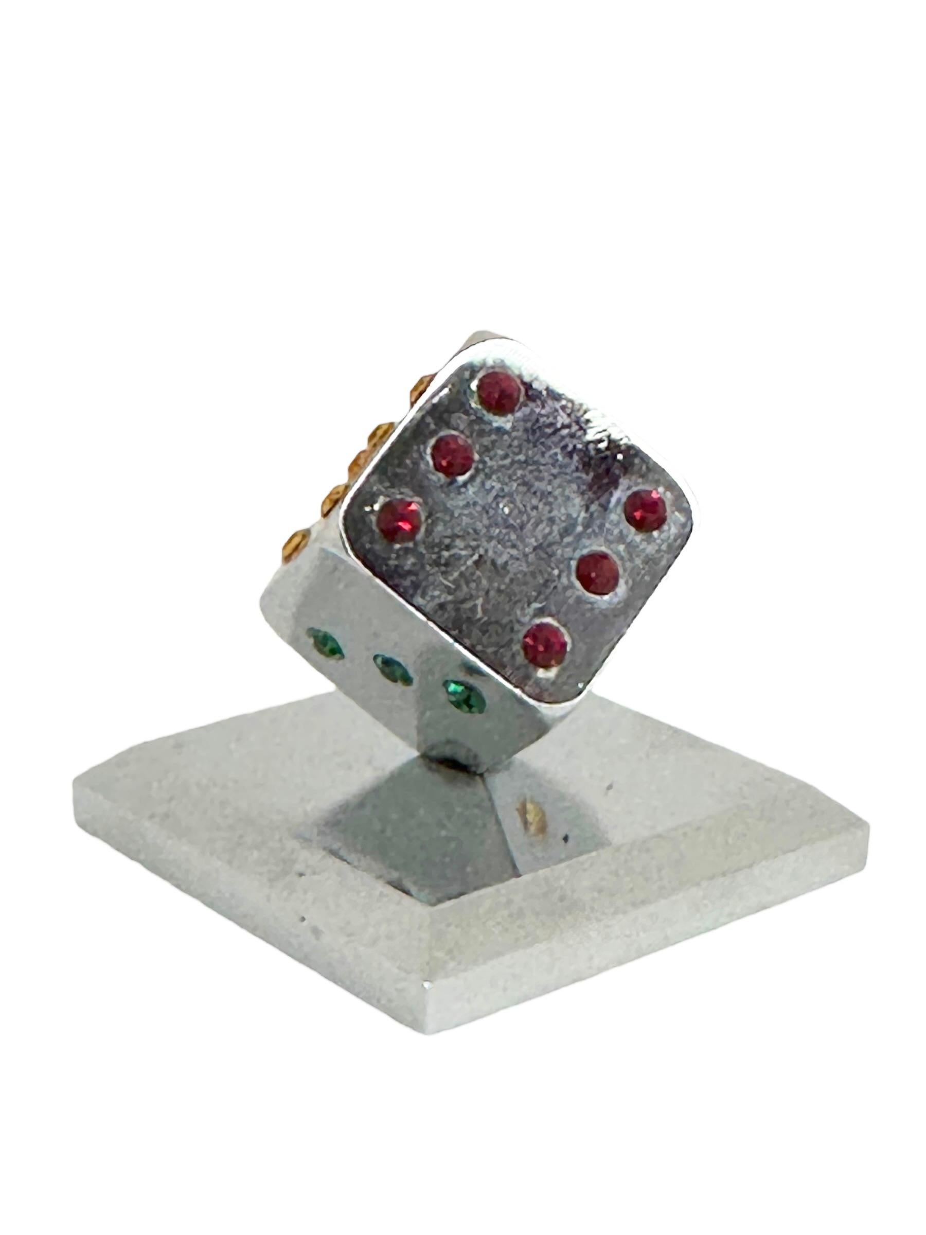 Dice Chrome Metal Statue Paper Weight Mid-Century Modern, German, 1980s For Sale 3