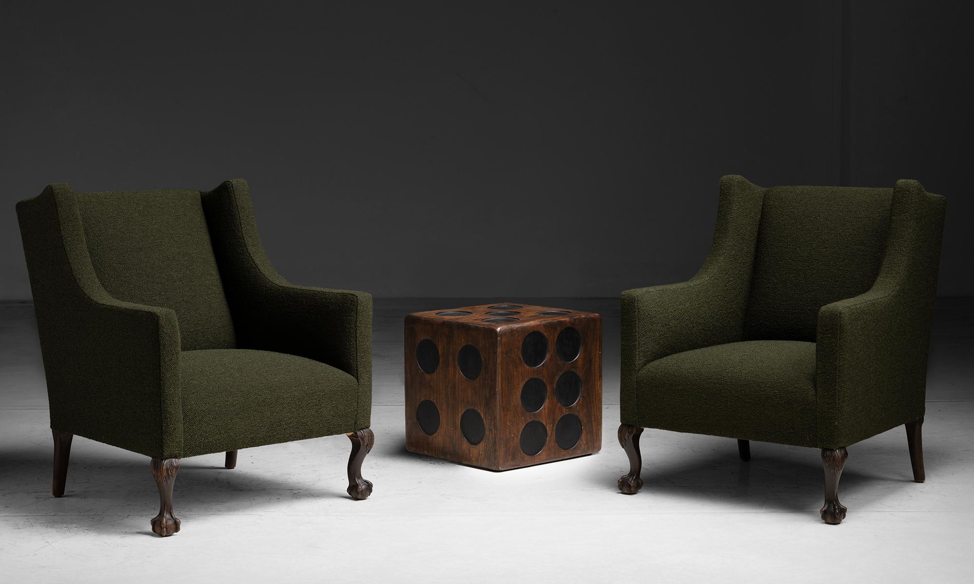 England, 1950
Large scale wooden dice side table.
15.75”w x 15.75”d x 15.75”h
Ref. O2082
$ 3,200