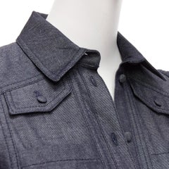 DICE KAYEK Robe safari plissée à poches avant en denim de coton bleu foncé FR34 XS