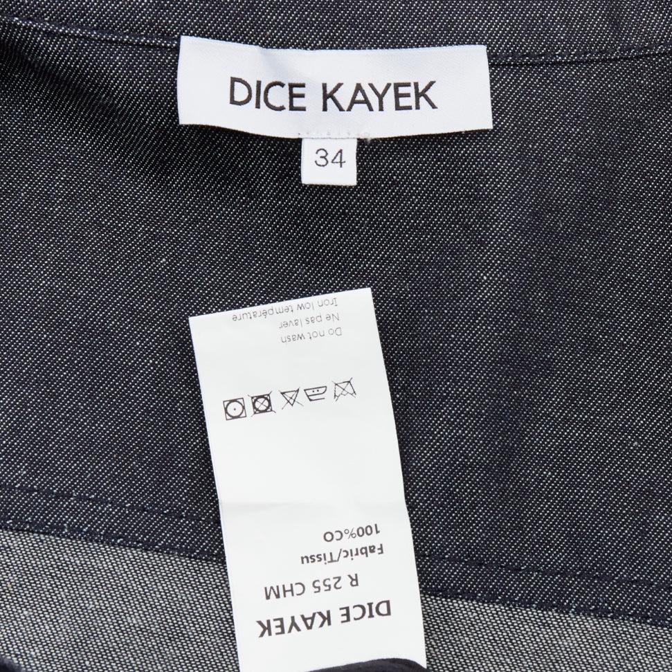 DICE KAYEK Robe safari plissée à poches avant en denim de coton bleu foncé FR34 XS en vente 4