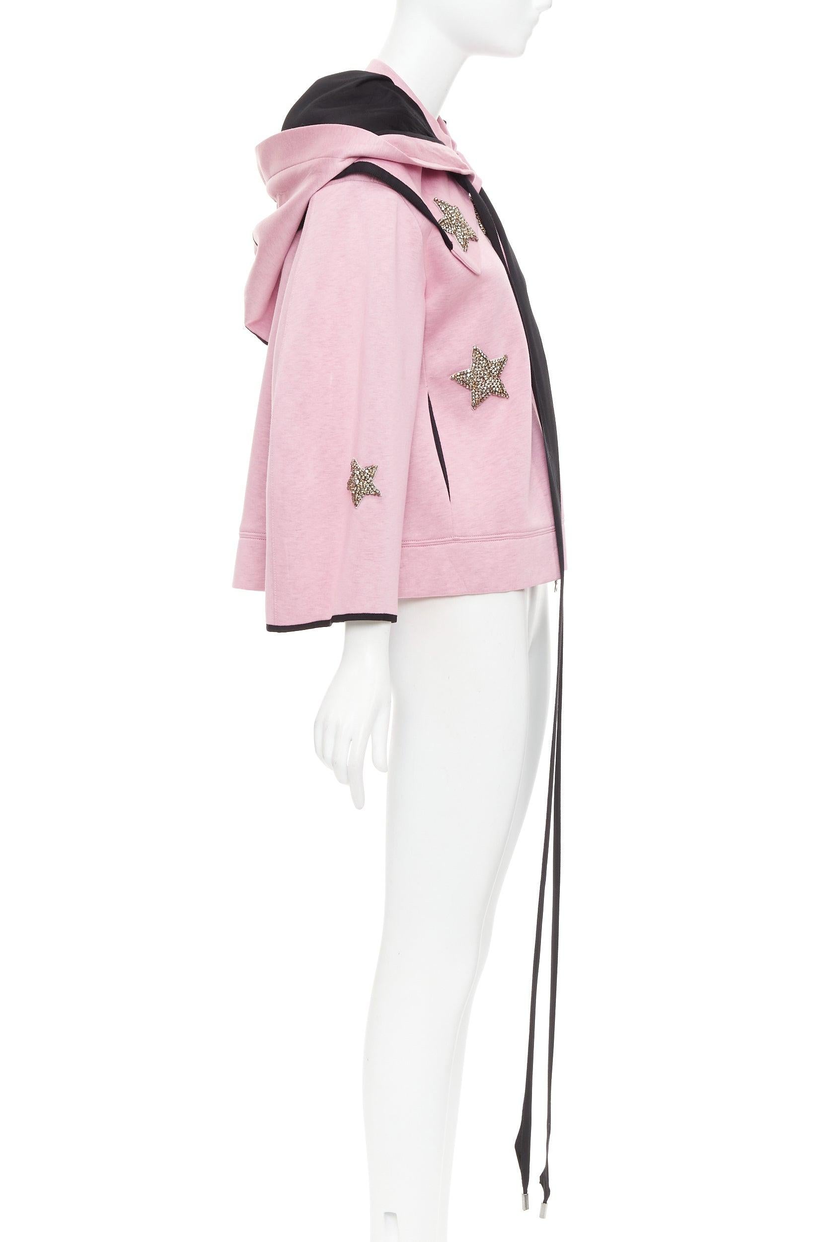 DICE KAYEK Sudadera con capucha y cordón de neopreno rosa con apliques de estrellas y cuentas IT38 XS en Bueno estado para la venta en Hong Kong, NT