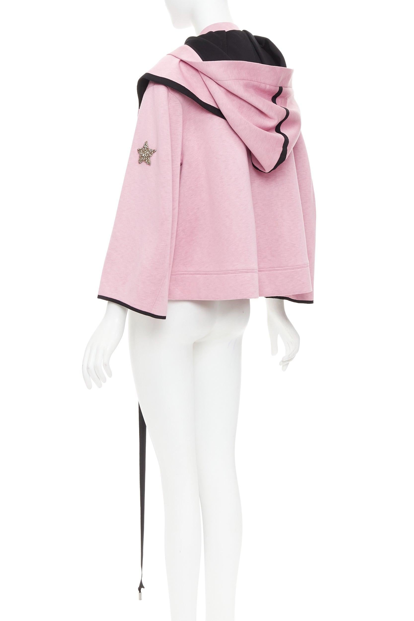 DICE KAYEK Sudadera con capucha y cordón de neopreno rosa con apliques de estrellas y cuentas IT38 XS en venta 1