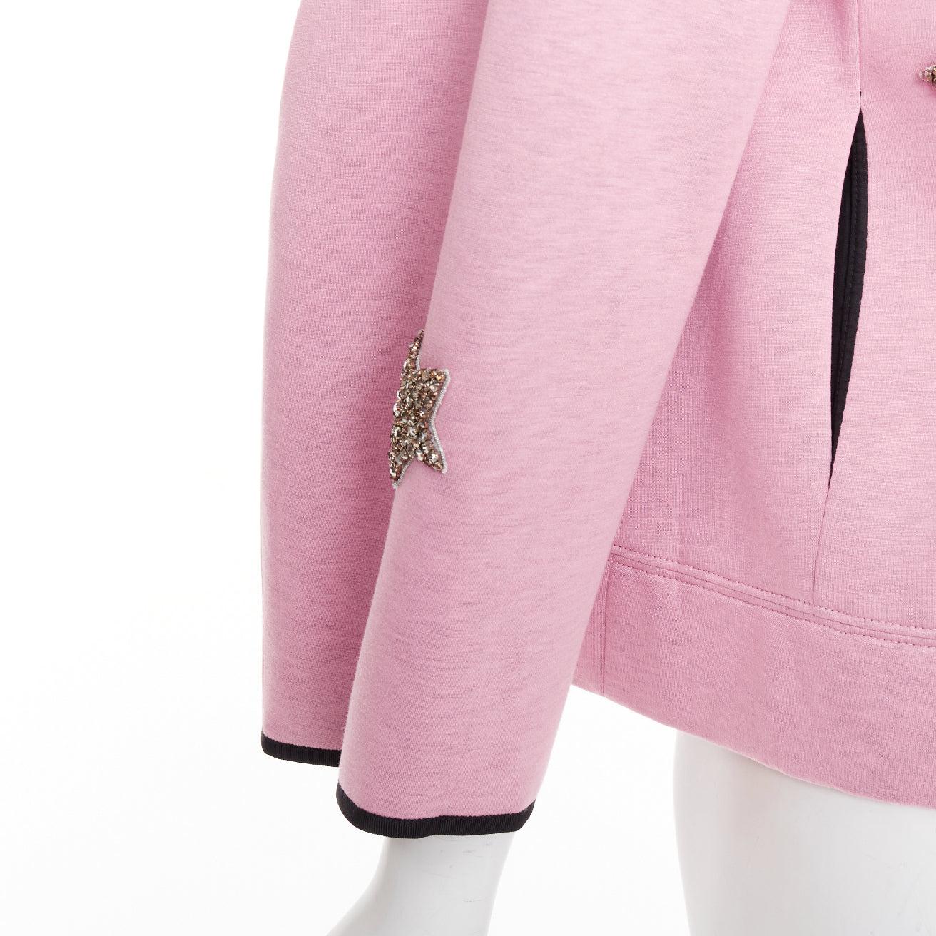 DICE KAYEK Sudadera con capucha y cordón de neopreno rosa con apliques de estrellas y cuentas IT38 XS en venta 2