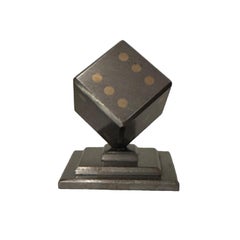 Dice Metal Statue Paper Weight Mid-Century Modern, German, 1970s