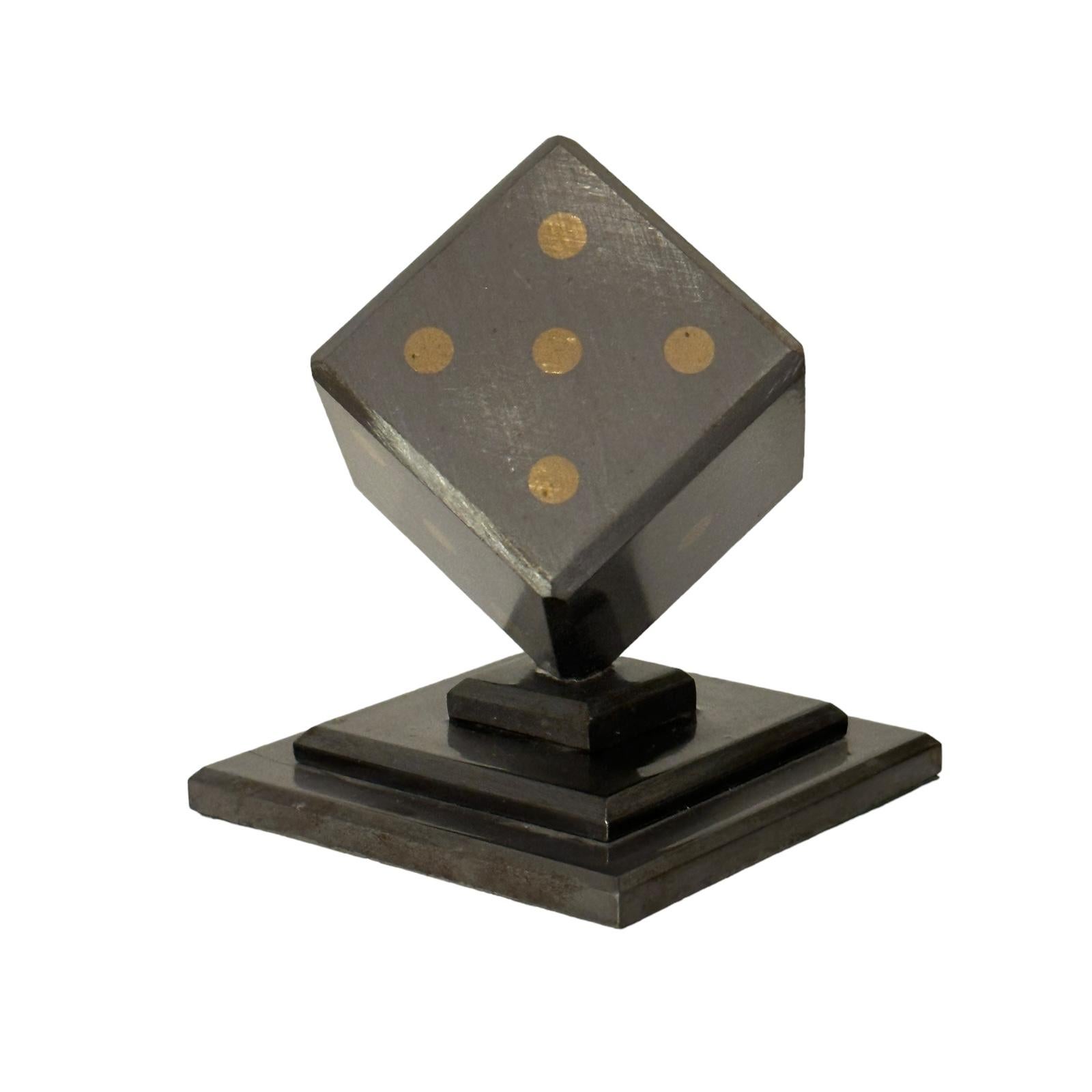 Dice Metal Statue Paper Weight Mid-Century Modern, German, 1970s For Sale 1