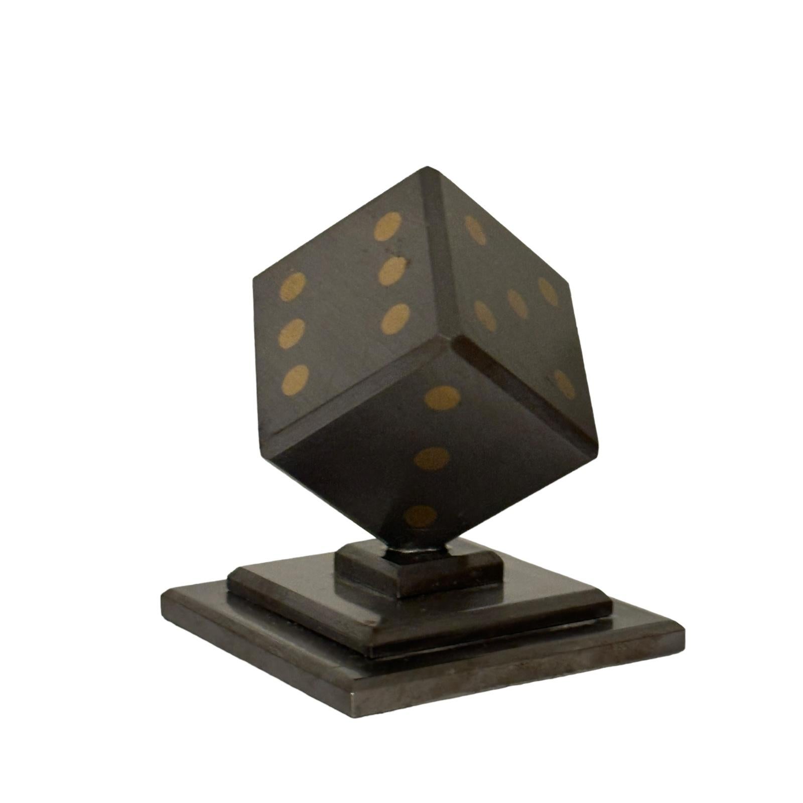 Dice Metal Statue Paper Weight Mid-Century Modern, German, 1970s For Sale 2
