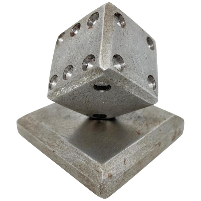 Dice Metal Statue Paper Weight MidCentury Modern, German, 1970s For