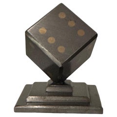 Dice Metal Statue Paper Weight Mid-Century Modern, Allemagne, 1970