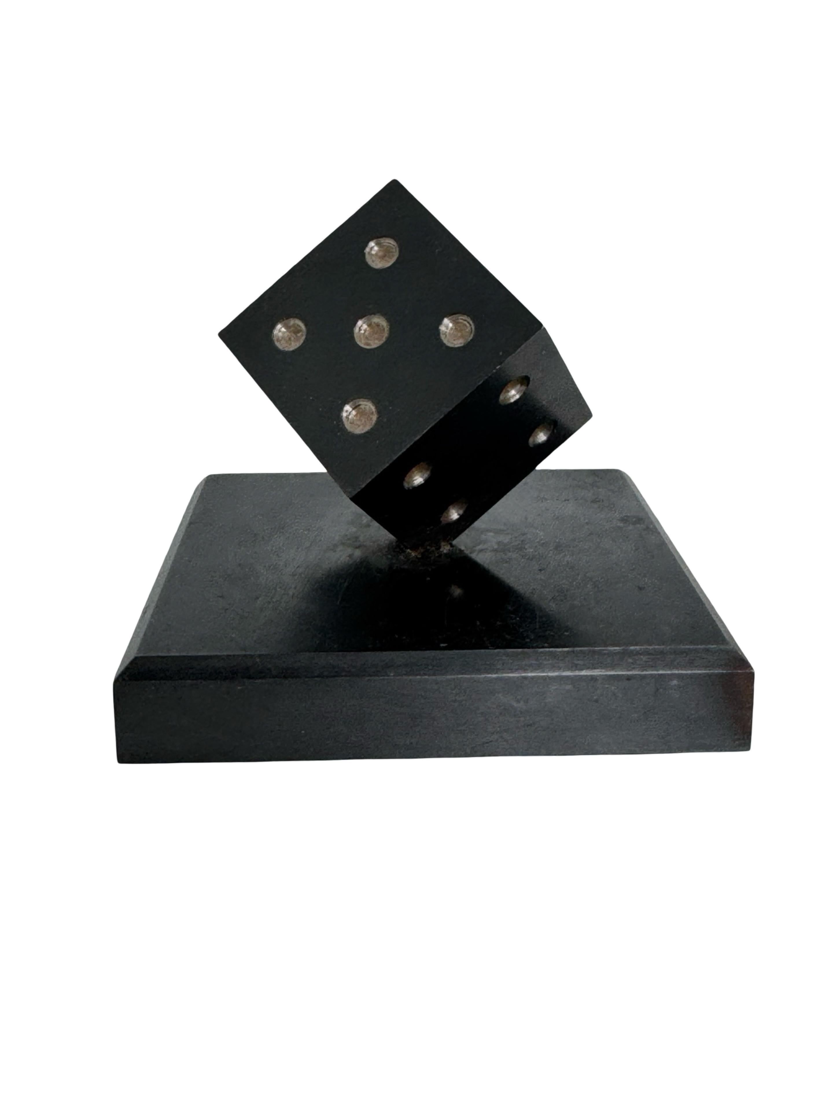 Dice Steel Metal Sculpture or Paper Weight Mid-Century Modern, German, 1970s (Moderne der Mitte des Jahrhunderts) im Angebot