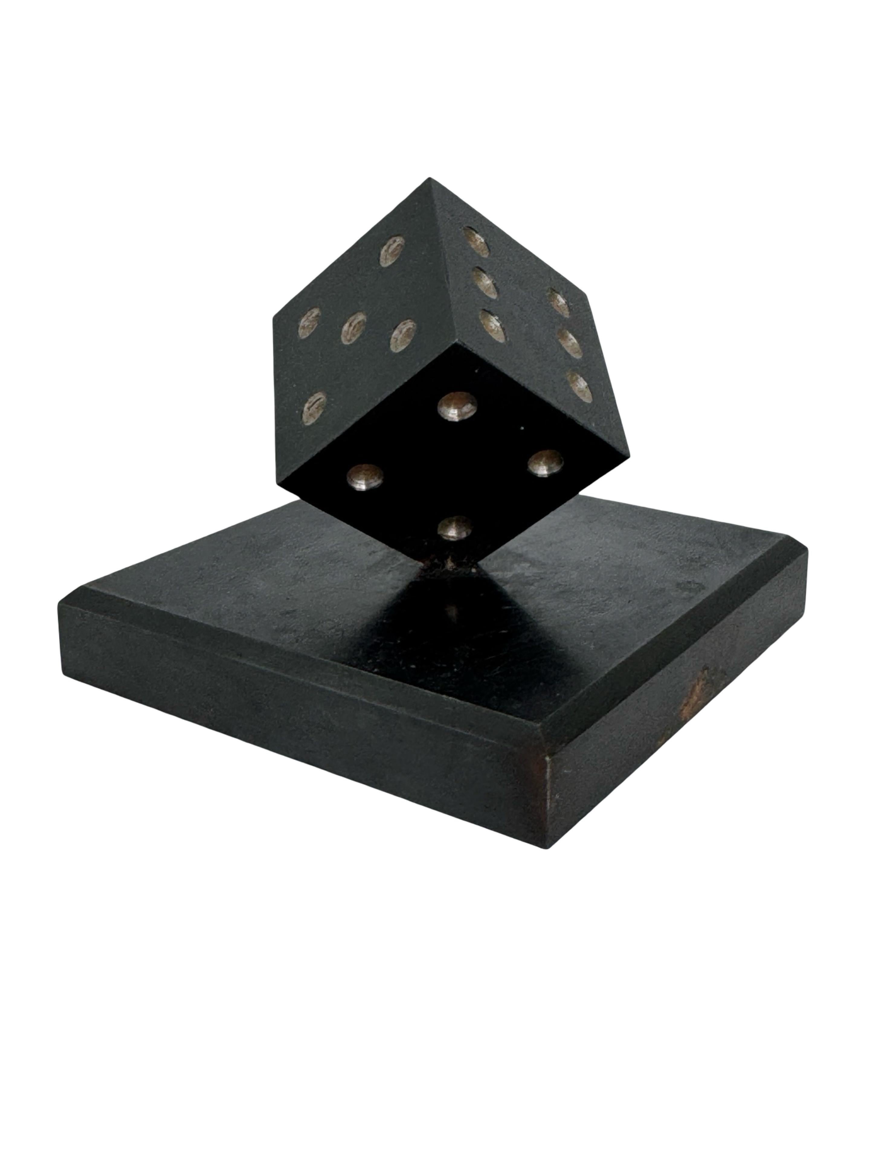 Dice Steel Metal Sculpture or Paper Weight Mid-Century Modern, German, 1970s (Deutsch) im Angebot