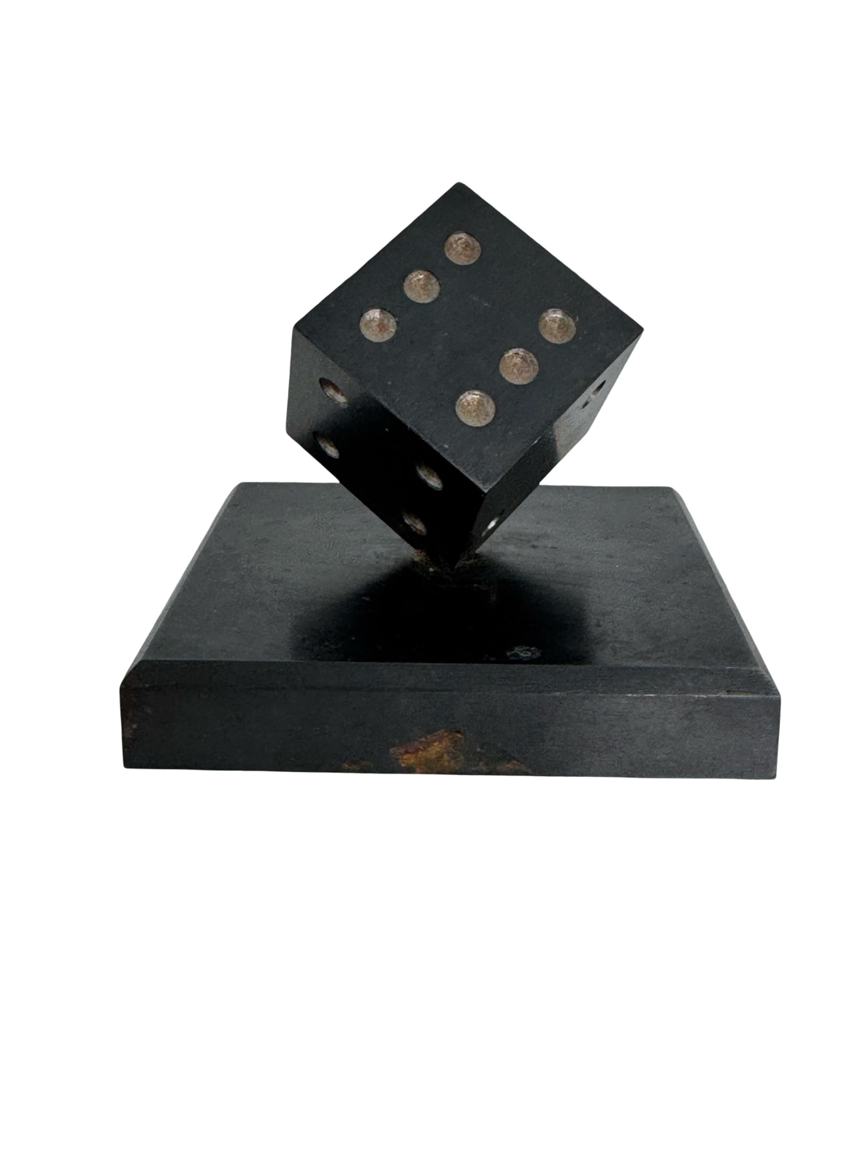 Dice Steel Metal Sculpture or Paper Weight Mid-Century Modern, German, 1970s (Handgefertigt) im Angebot