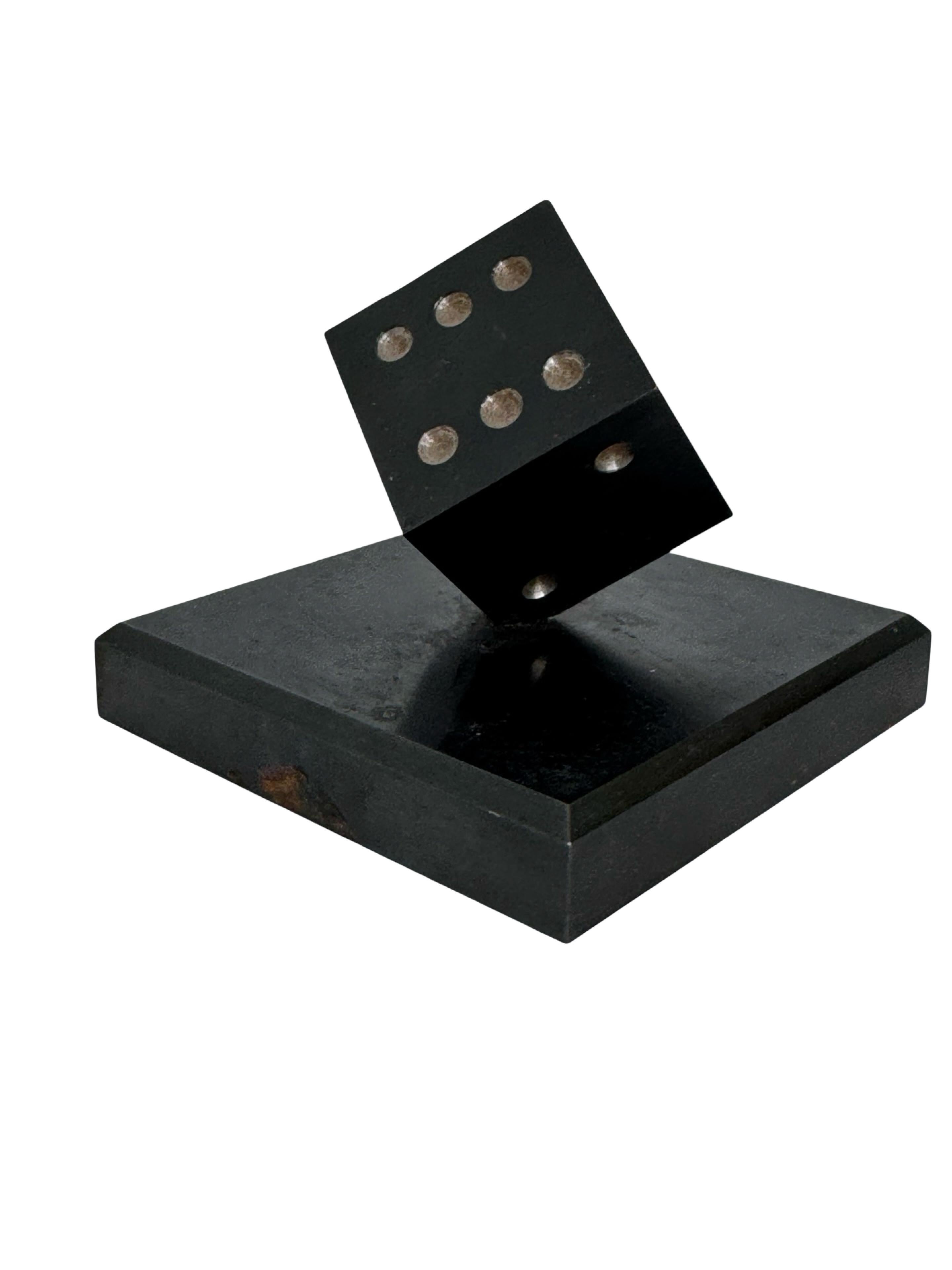 Dice Steel Metal Sculpture or Paper Weight Mid-Century Modern, German, 1970s im Zustand „Gut“ im Angebot in Nuernberg, DE