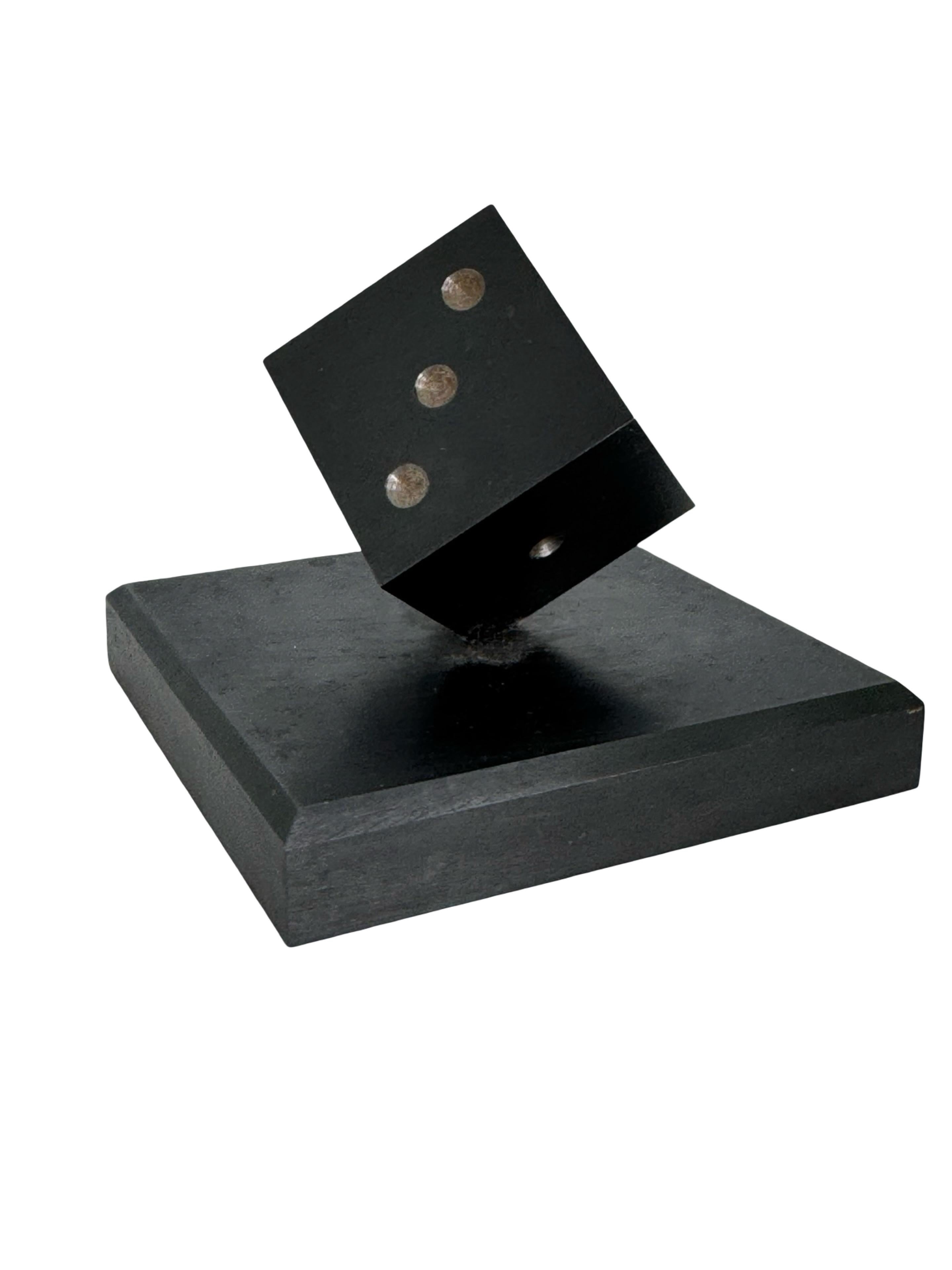 Dice Steel Metal Sculpture or Paper Weight Mid-Century Modern, German, 1970s (Ende des 20. Jahrhunderts) im Angebot