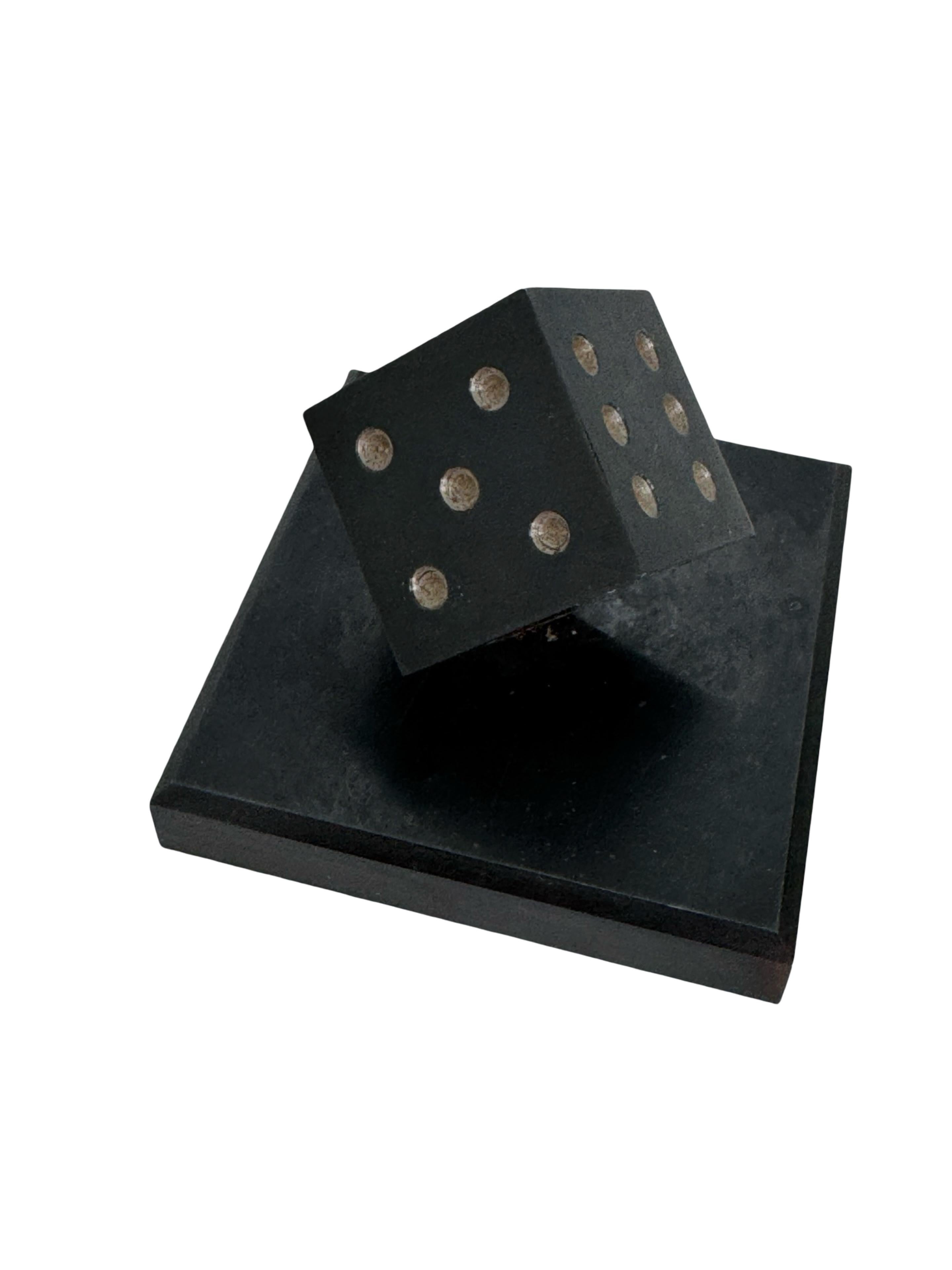 Dice Steel Metal Sculpture or Paper Weight Mid-Century Modern, German, 1970s (Metall) im Angebot