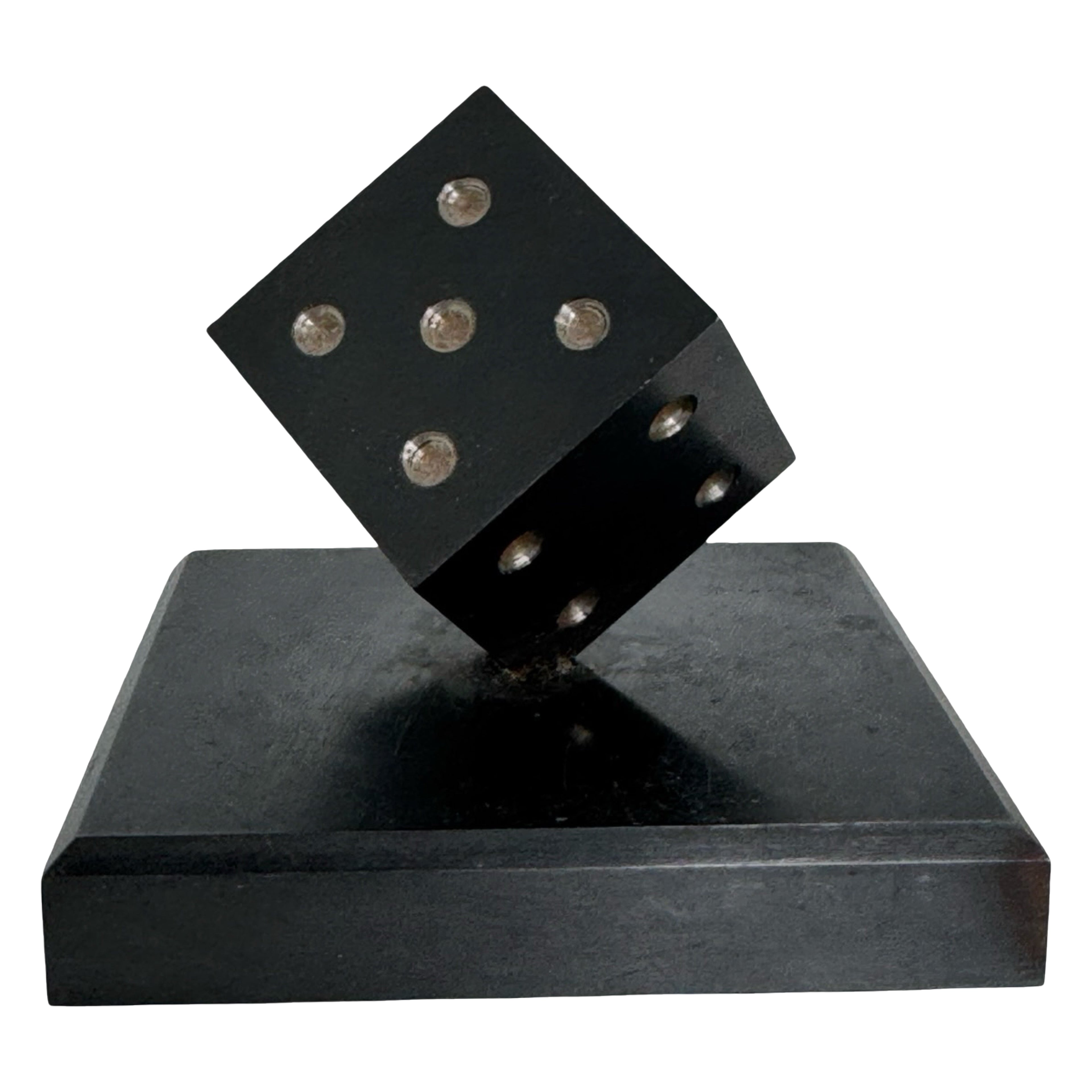 Dice Steel Metal Sculpture or Paper Weight Mid-Century Modern, German, 1970s