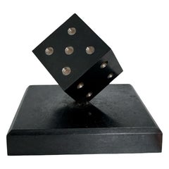 Dice Steel Metal Sculpture or Paper Weight Mid-Century Modern, German, 1970s