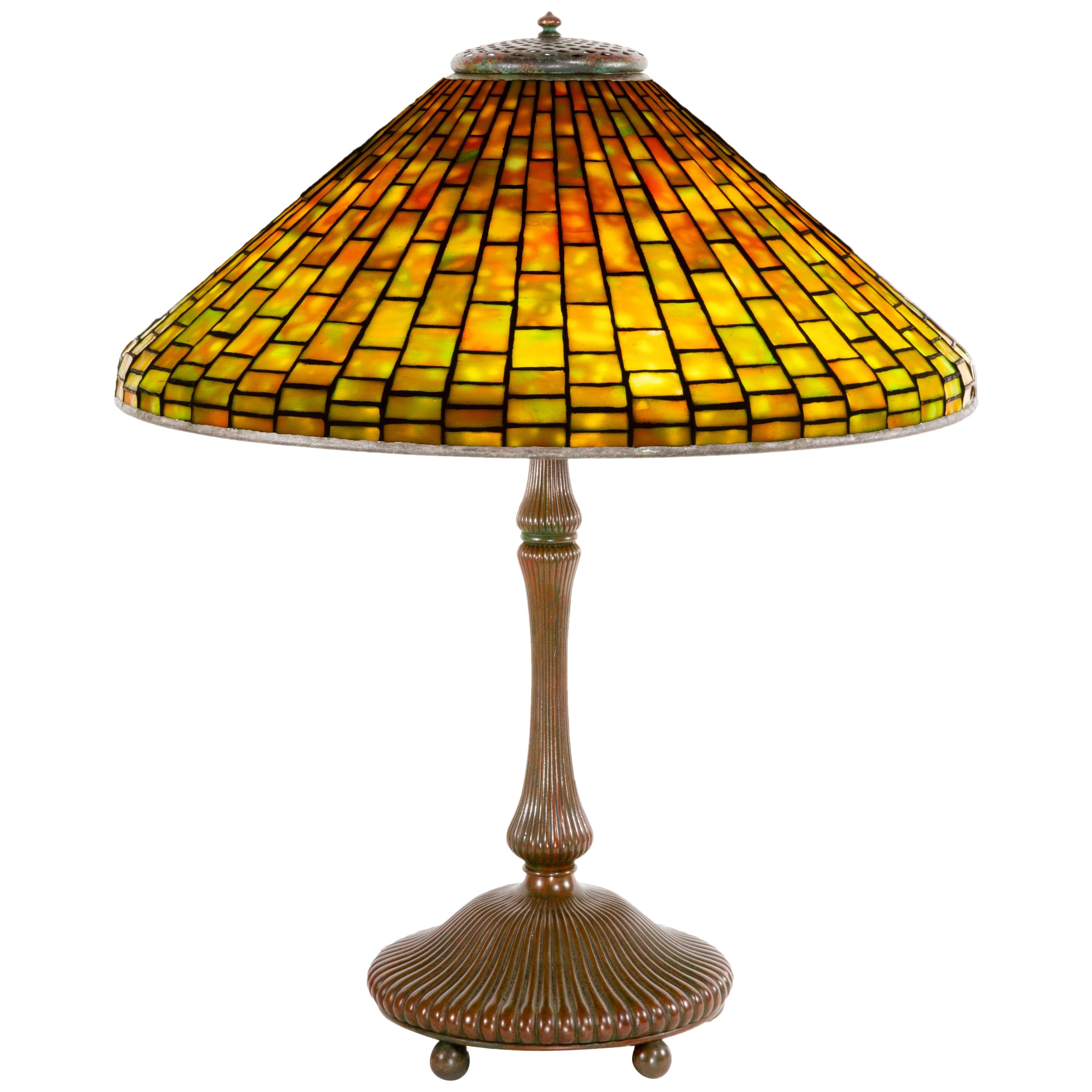 Dichroic Geometric Cone Table Lamp by Tiffany Studios