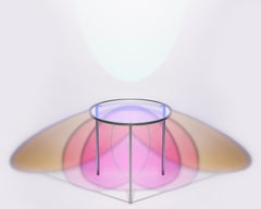 Table psychique en verre dichroïque et peinture de voiture irisée