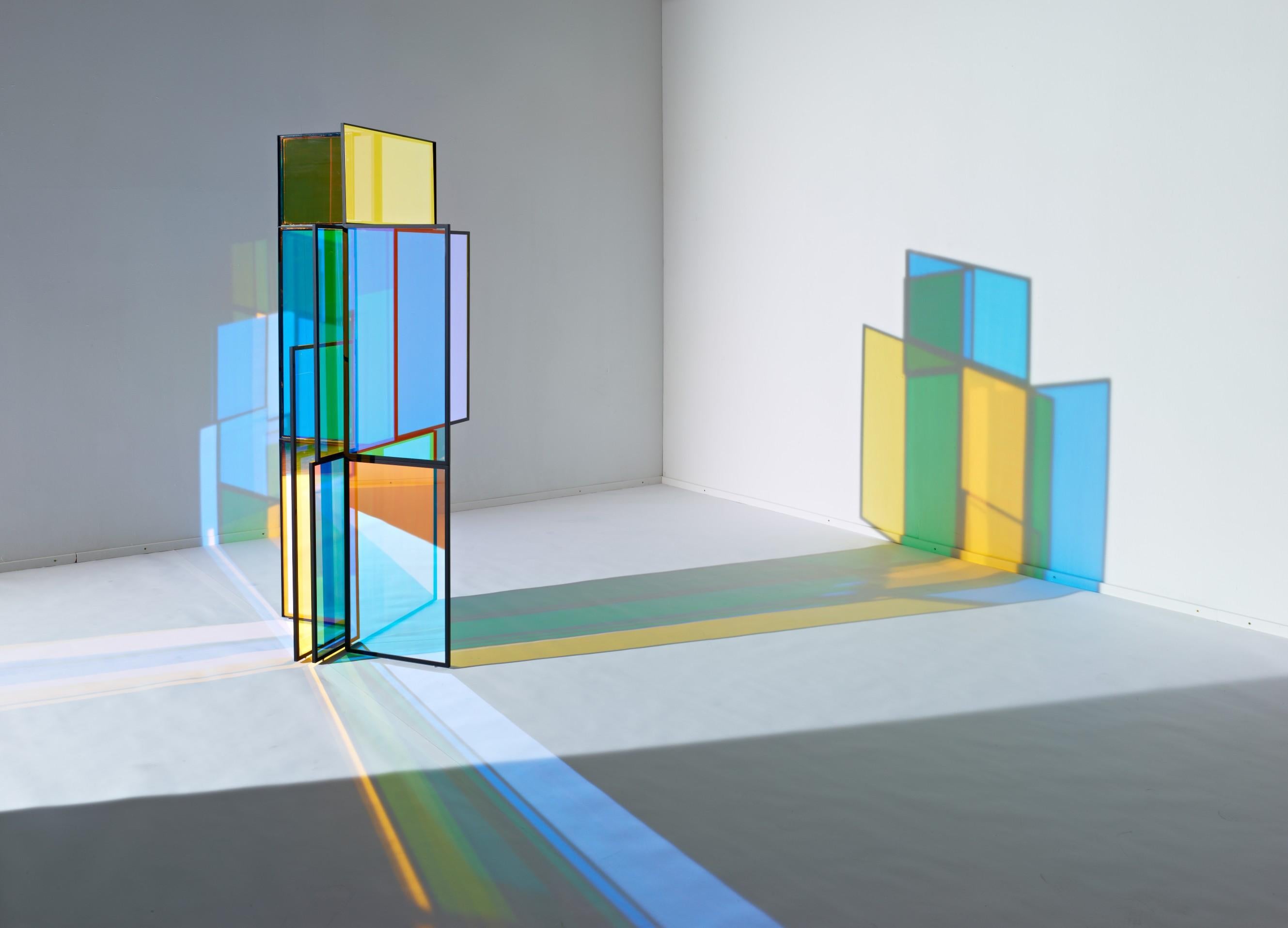 Contemporary Dichroic Glass Colorful Folding Screen by Camilla Richter