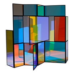 Dichroic Glass Colorful Folding Screen by Camilla Richter