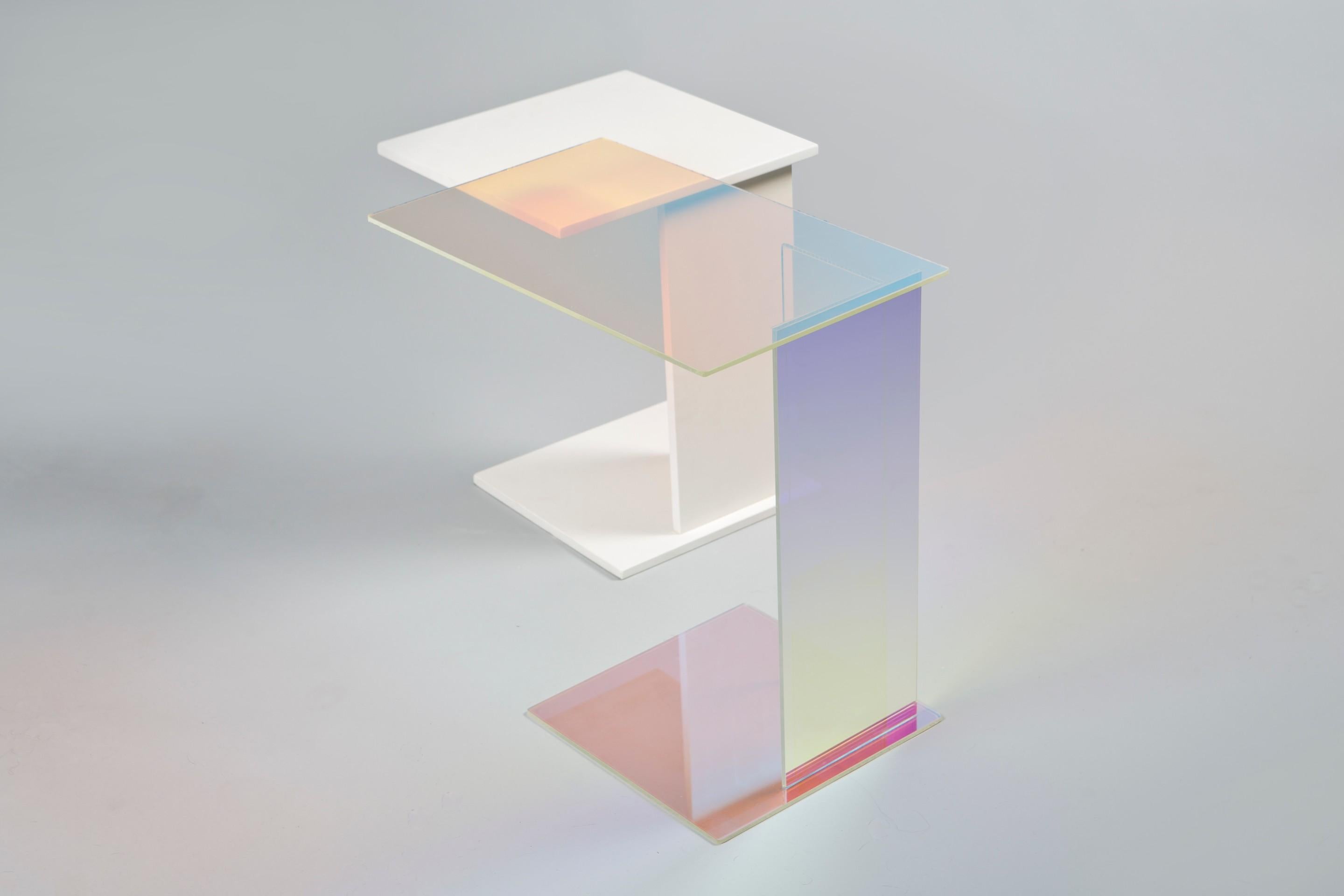 Modern Dichroic Glass Side Table, Rona Koblenz For Sale