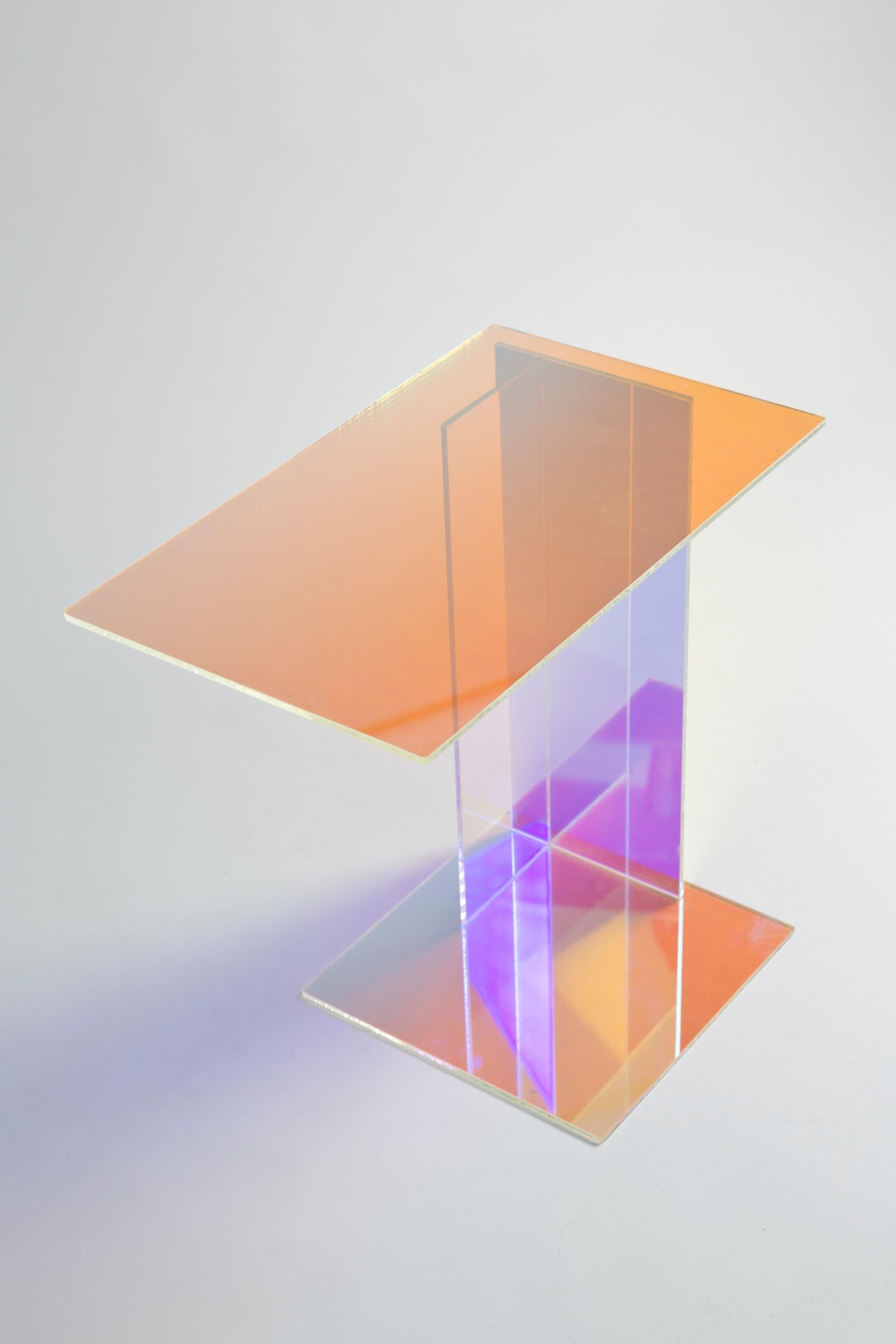 English Dichroic Glass Side Table, Rona Koblenz For Sale