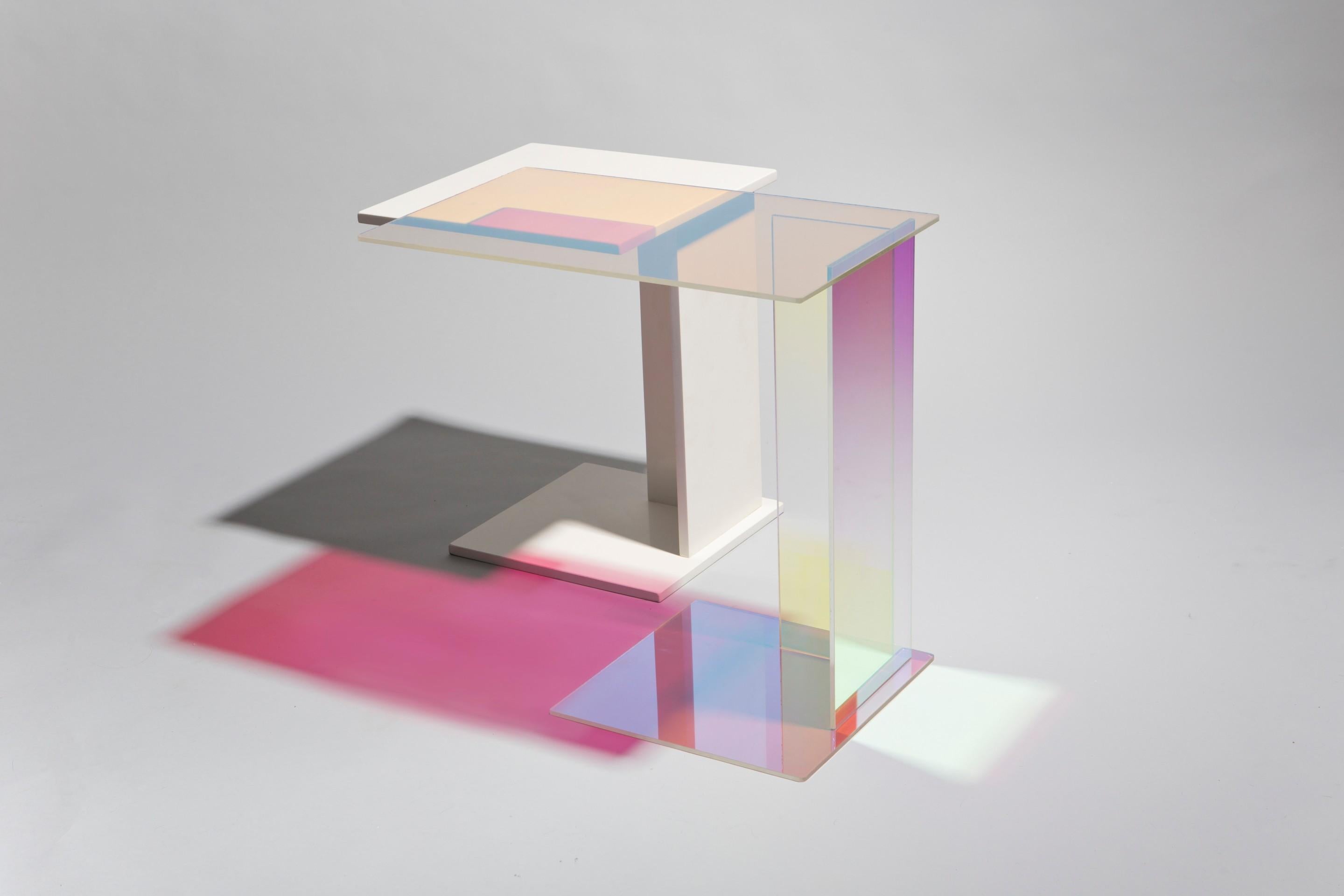 Contemporary Dichroic Glass Side Table, Rona Koblenz For Sale