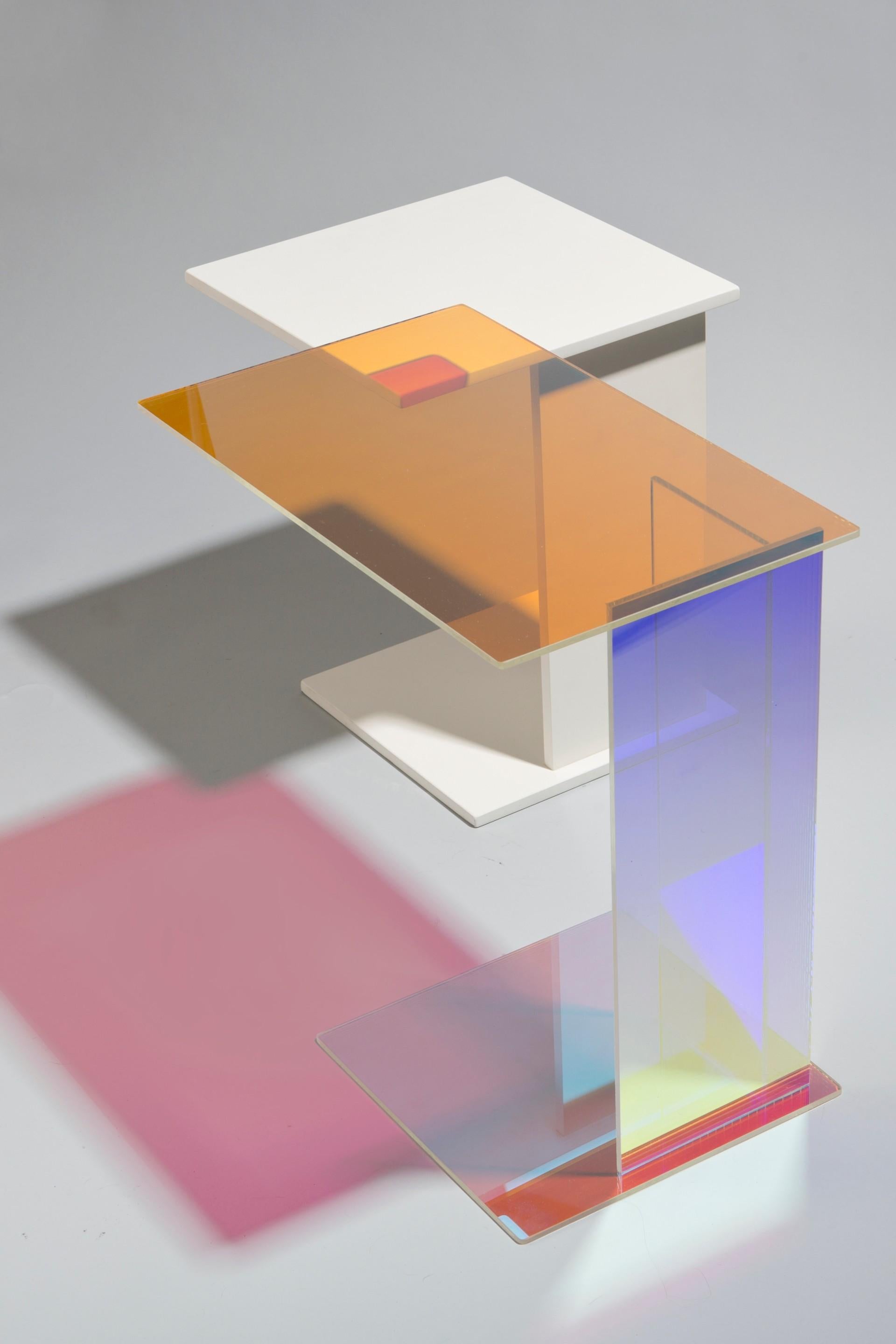Contemporary Dichroic Glass Side Table, Rona Koblenz For Sale