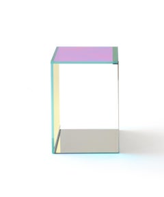 Side Table with Dichroic Glass and Mirrored Finish Steel by Lauren Rottet