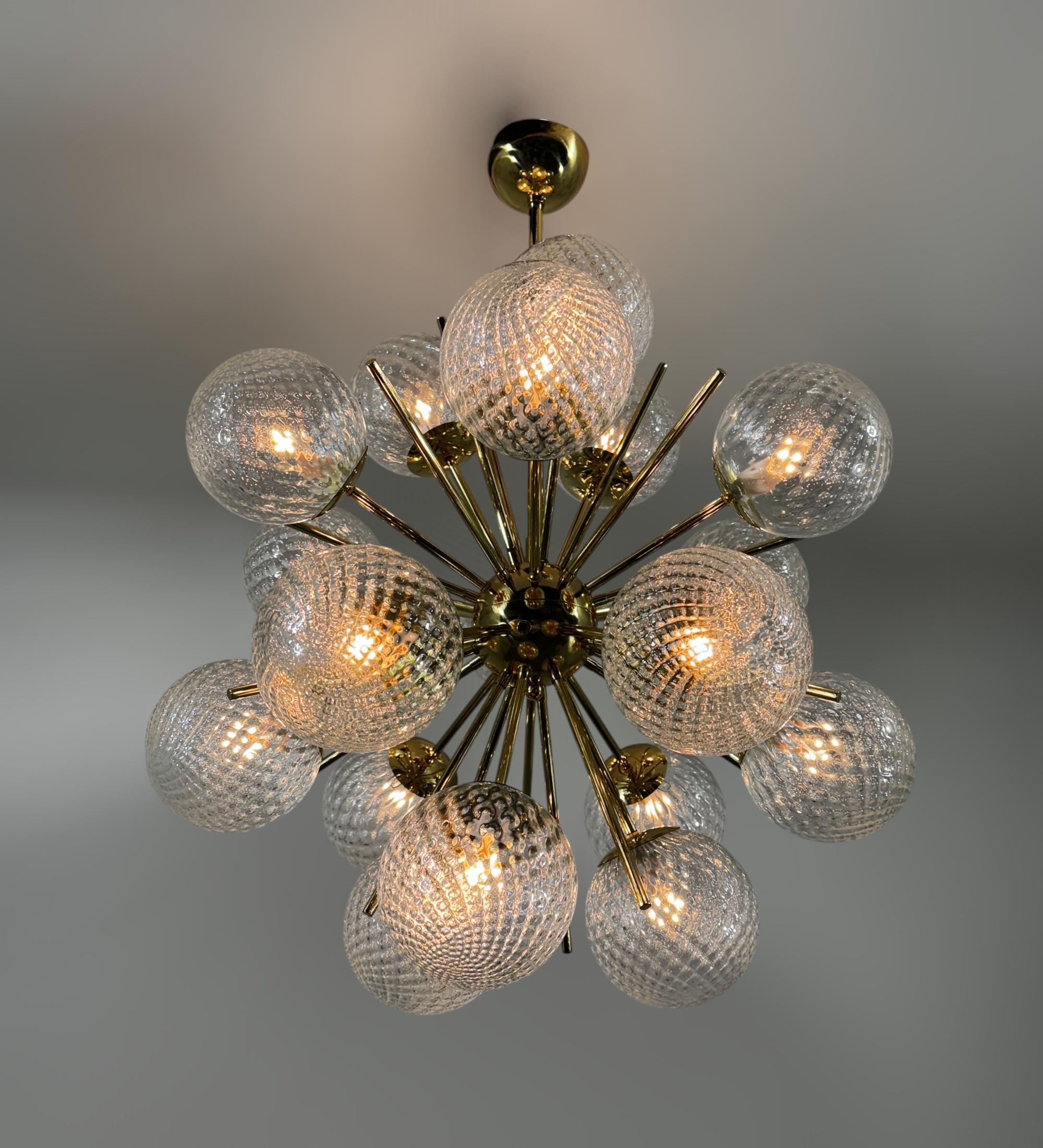 Brass Diciotto Balloton Sputnik Chandelier by Fabio Ltd For Sale