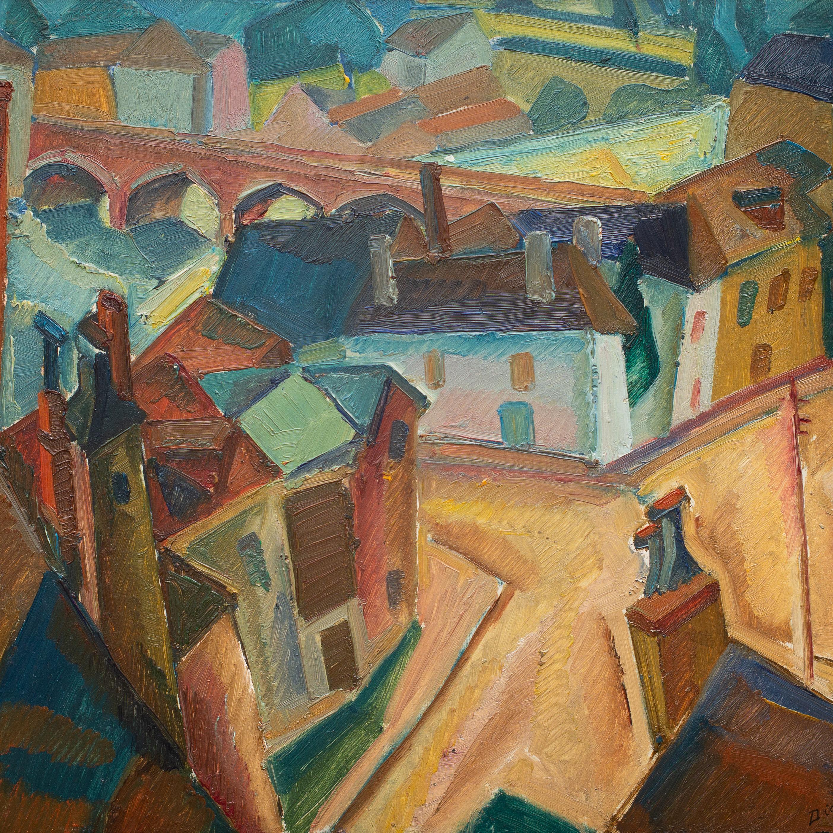 Cubist Painting By Swedish Artist Dick Beer, From the City of Pau, 1920 2
