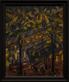 Cubist Painting By Swedish Artist Dick Beer, View From a Window, 1920