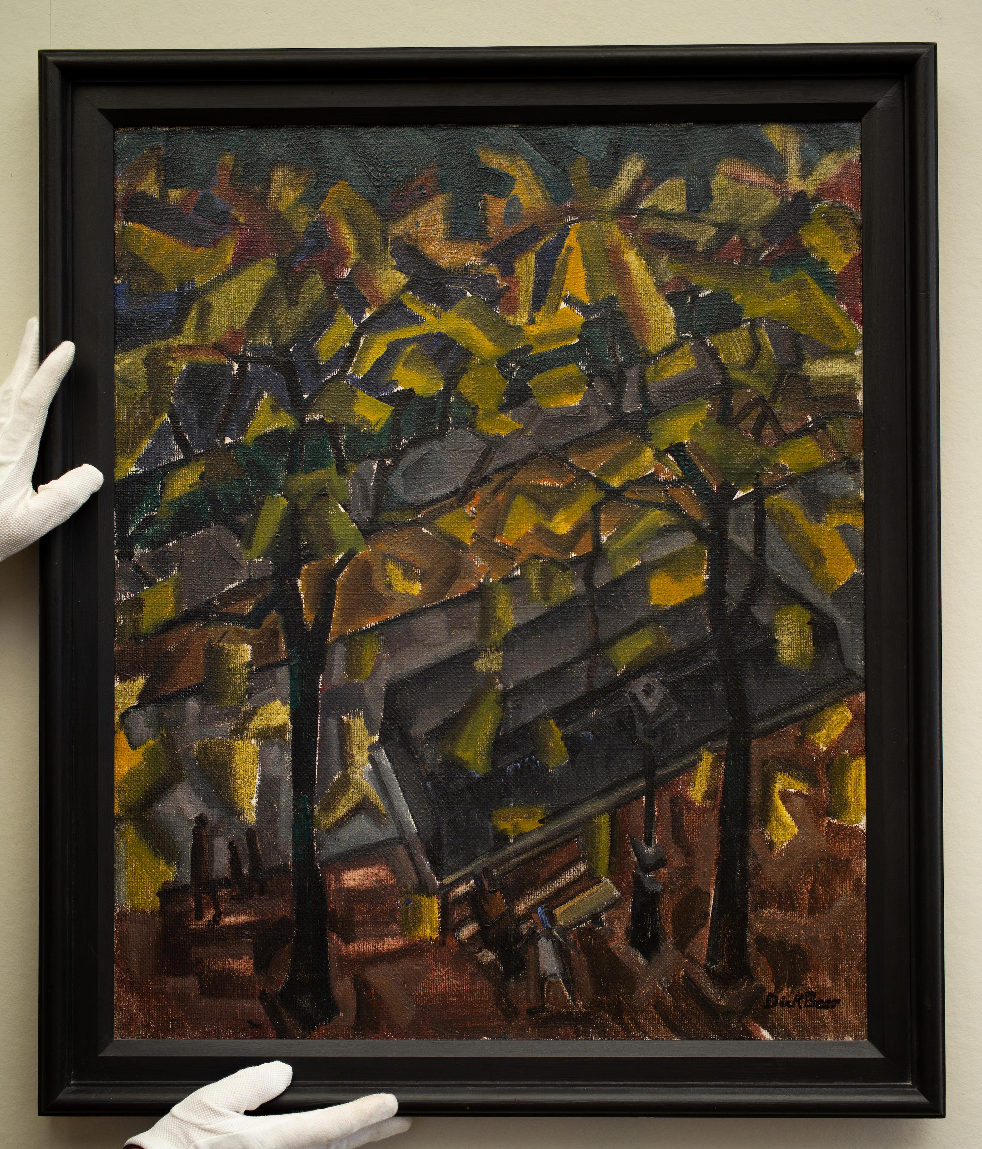 Cubist Painting By Swedish Artist Dick Beer, View From a Window, 1920 For Sale 1