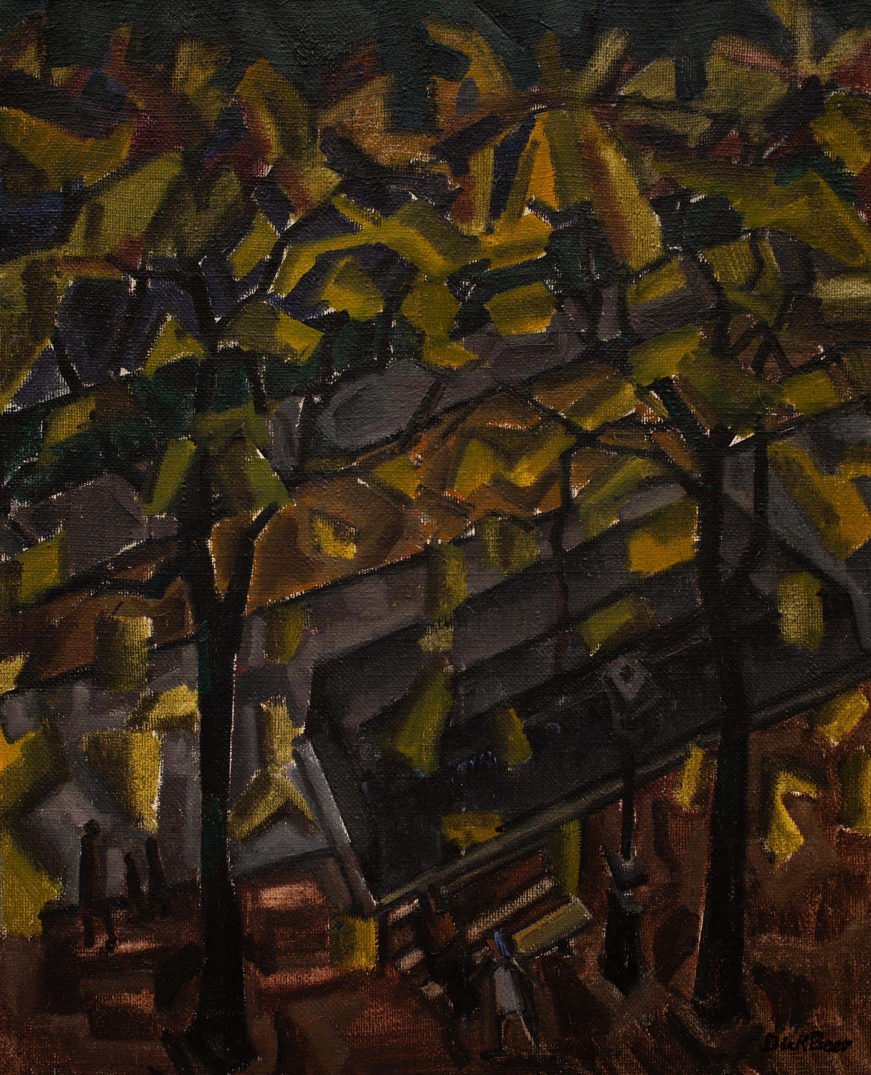 Pintura cubista del artista sueco Dick Beer, Vista desde una ventana, 1920