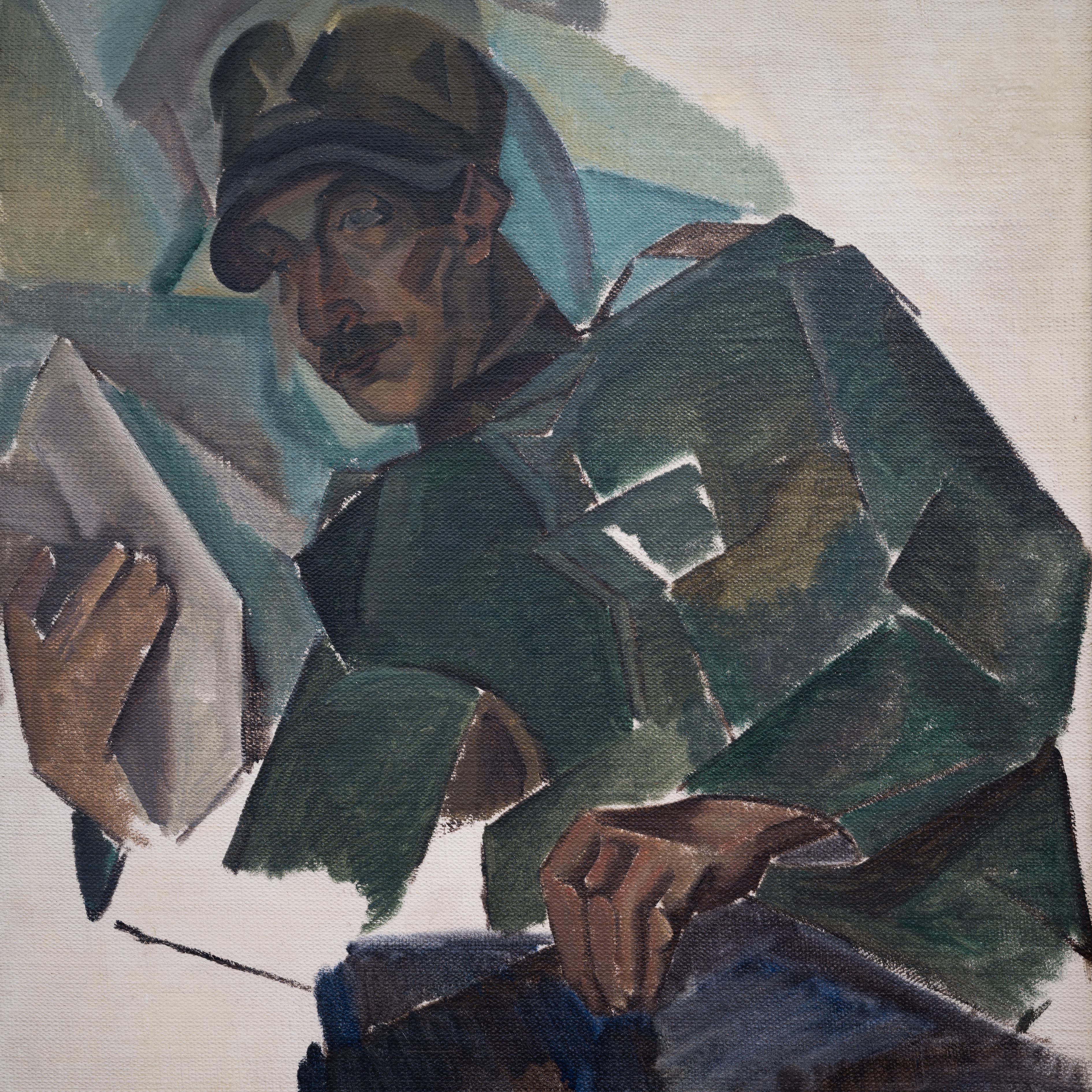 Kubistisches Porträt von Gabriele Varese (in italienischer Uniform), 1919 im Angebot 1