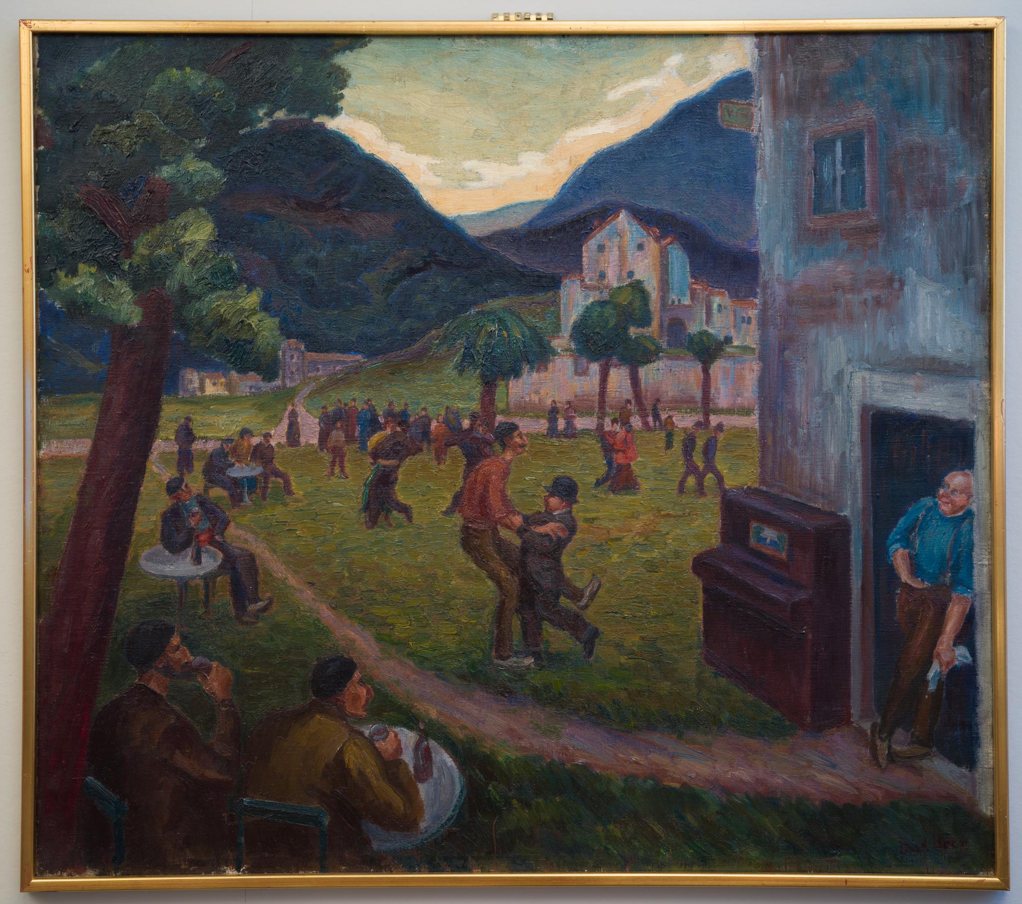 Danse populaire à Corsica, I. par l'artiste suédois Dick Beer, vers 1924 en vente 1