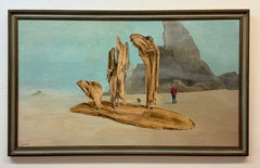 «driftwood Caravan », scène de plage surréaliste sereine de Dick Beyer