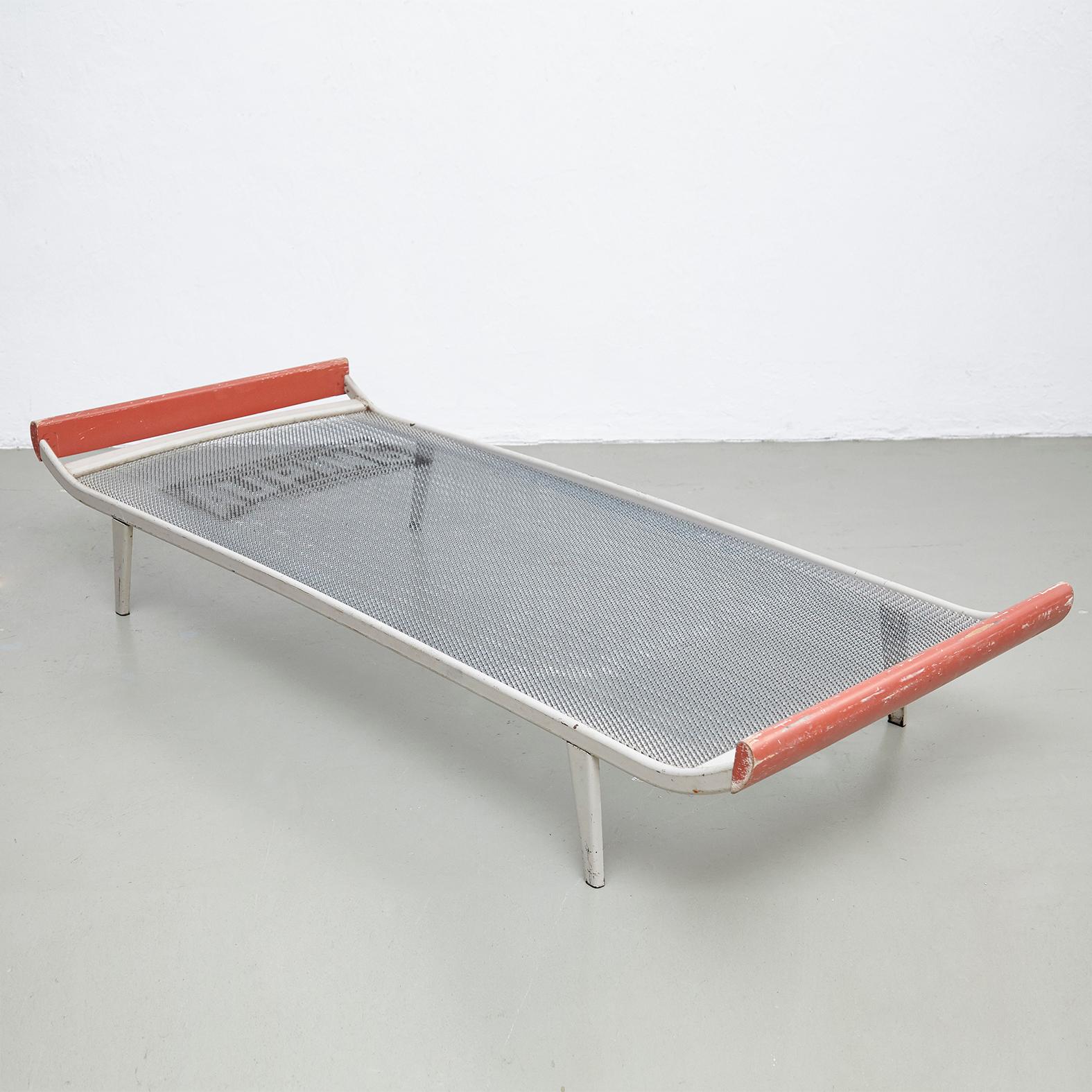 Dutch Dick Cordemeijer Mid-Century Modern Metal and Wood Daybed Cleopatra, circa 1950