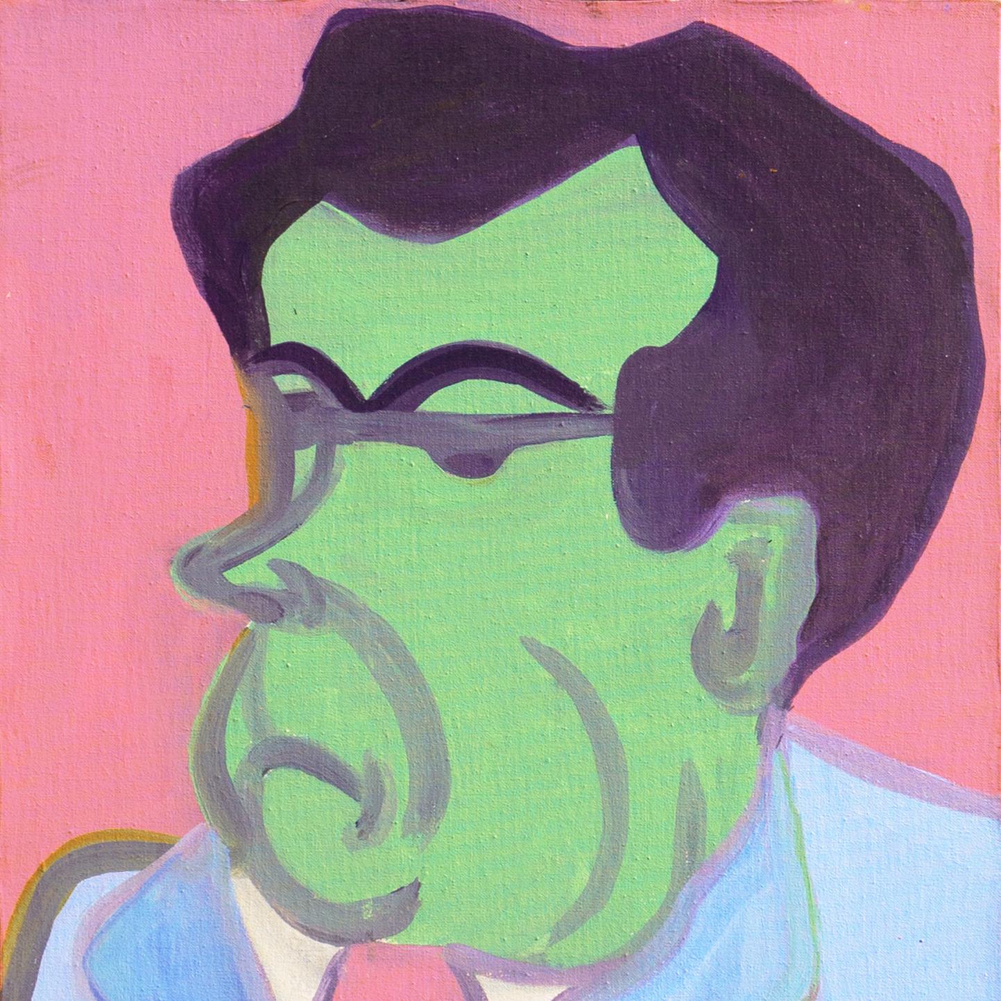 'Richard Milhouse Nixon', Carmel Art Association, Oakland Art Museum, Monterey - Gray Figurative Painting by Dick Crispo
